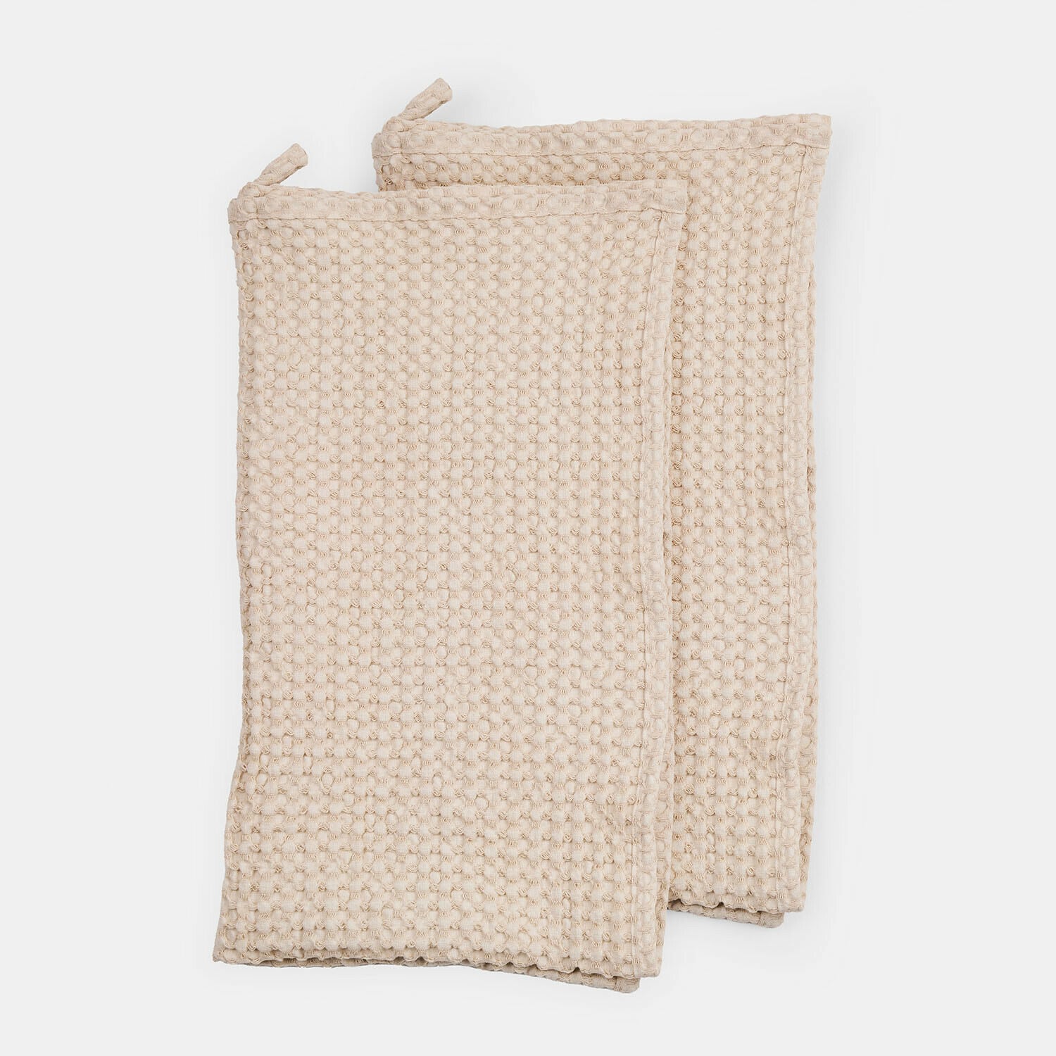 Lot de 2 serviettes Maralei Gants de cuisine en coton beige à texture gaufrée, accessoires pratiques pour la cuisson