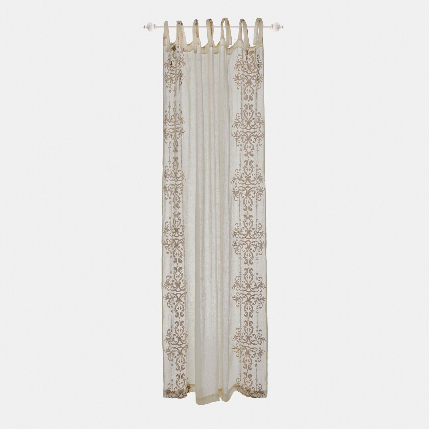 Voilage Damienie Rideau beige en tissu léger avec motif brodé, décoration élégante pour fenêtre