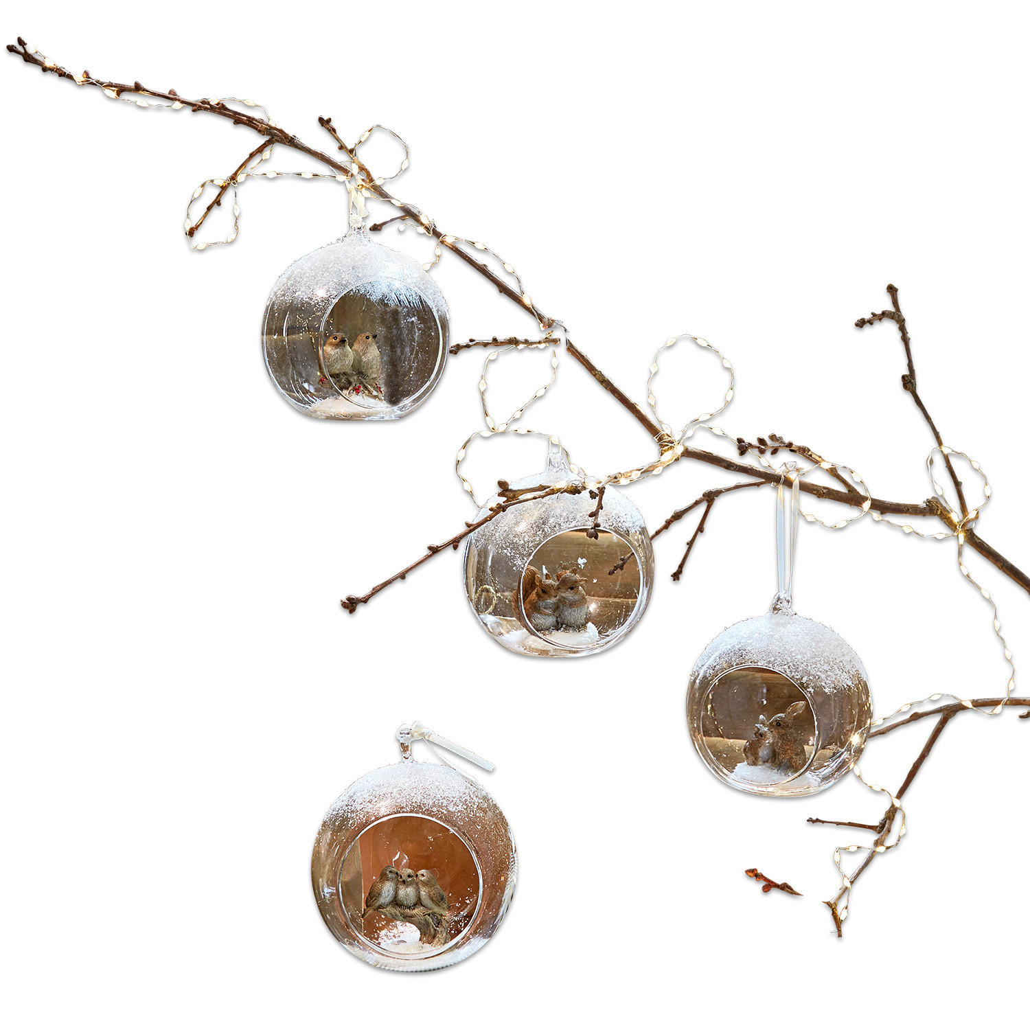 Lot de 4 décorations de Noël Animals
