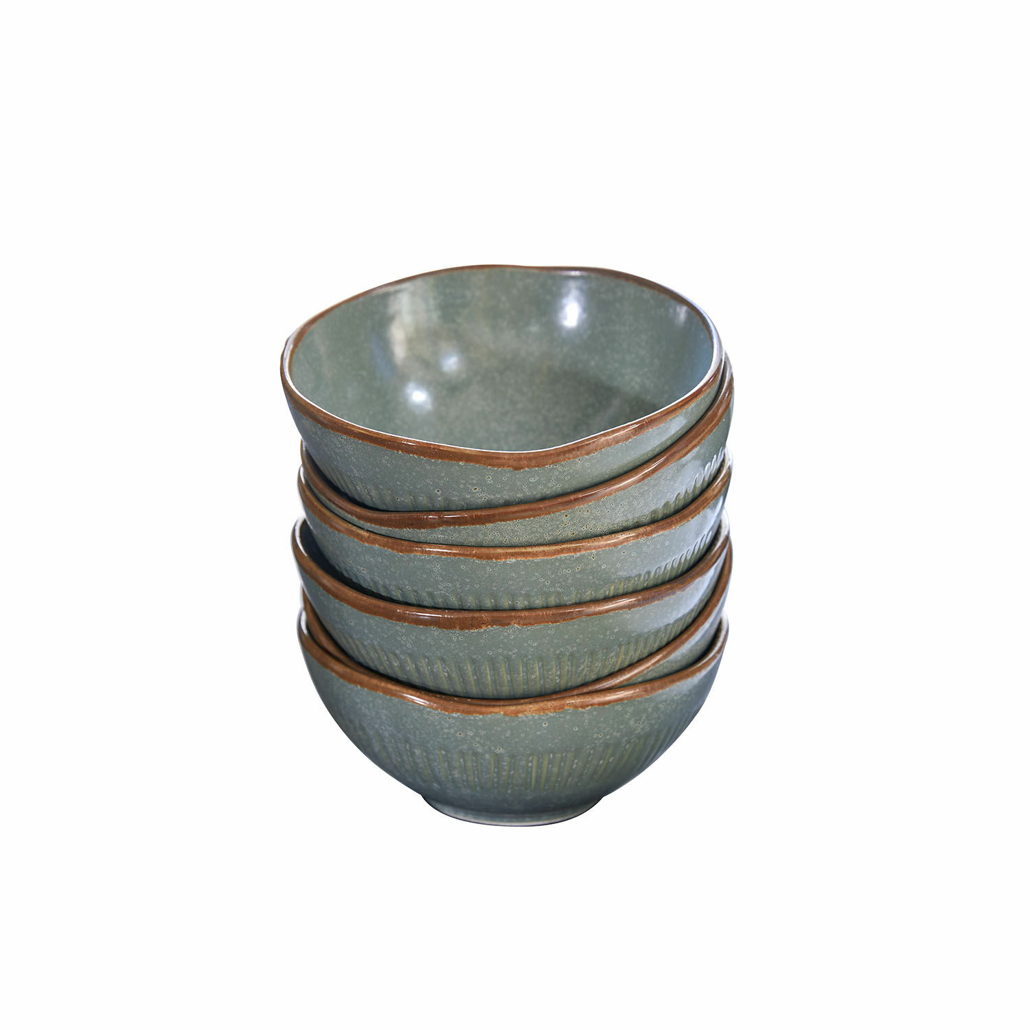 turquoise/marron Ensemble de 6 bols en céramique turquoise et marron au style rustique pour la cuisine