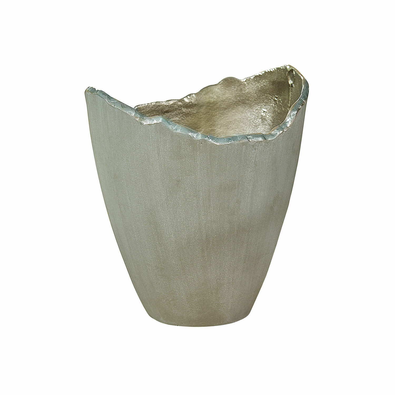 Vase Yasillo Bol décoratif en métal argenté avec bord irrégulier pour décoration intérieure moderne