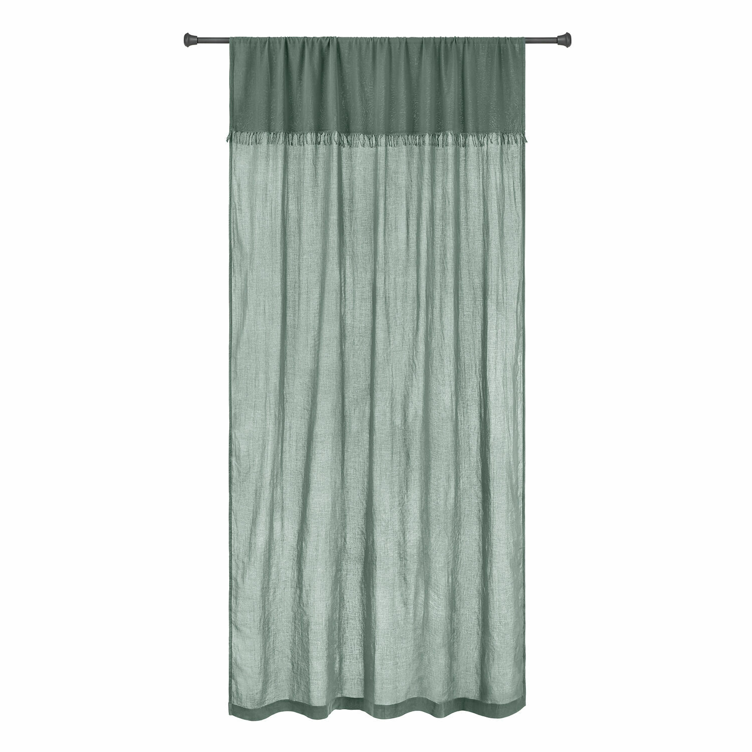 vert Rideau vert Dovinel en tissu léger avec franges, tissu décoratif et transparent pour fenêtres
