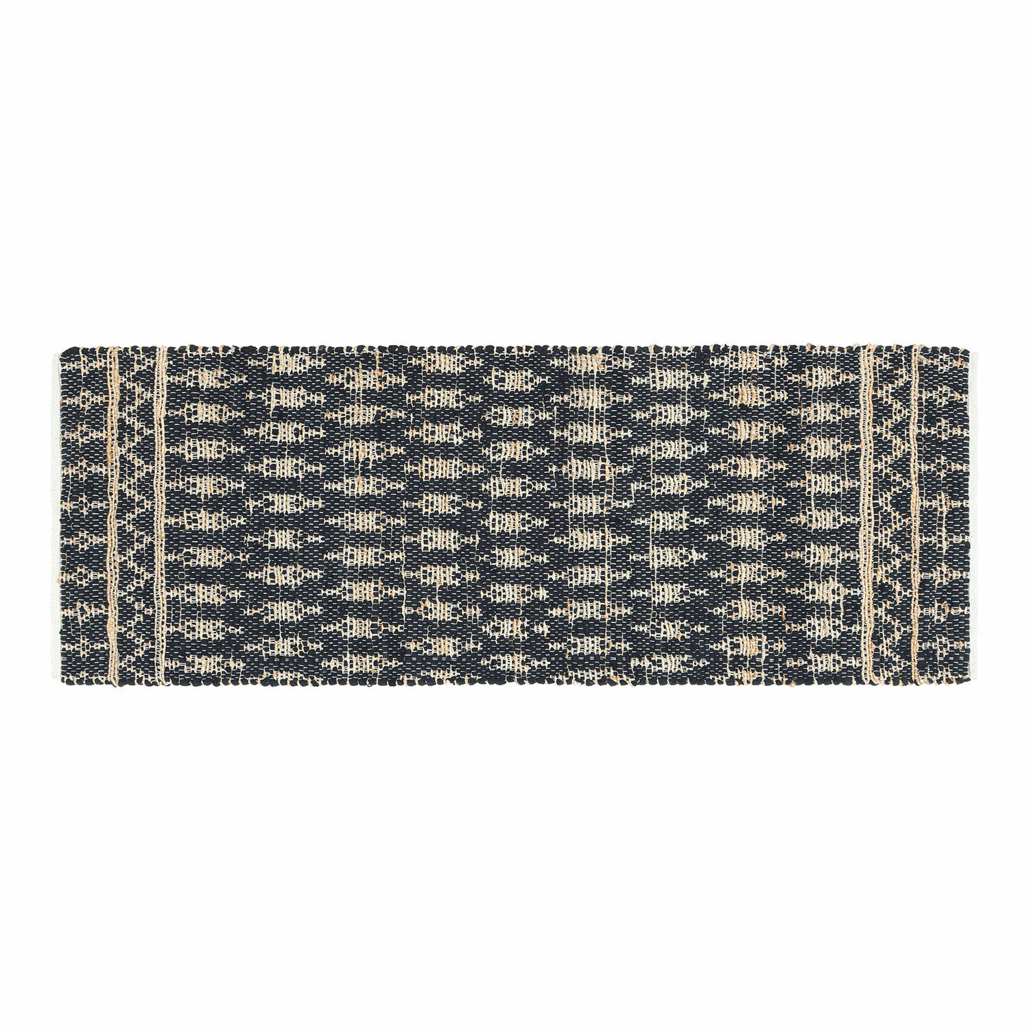 Tapis long Frizzy Tapis en tissu noir et beige à motif géométrique, parfait pour la décoration intérieure