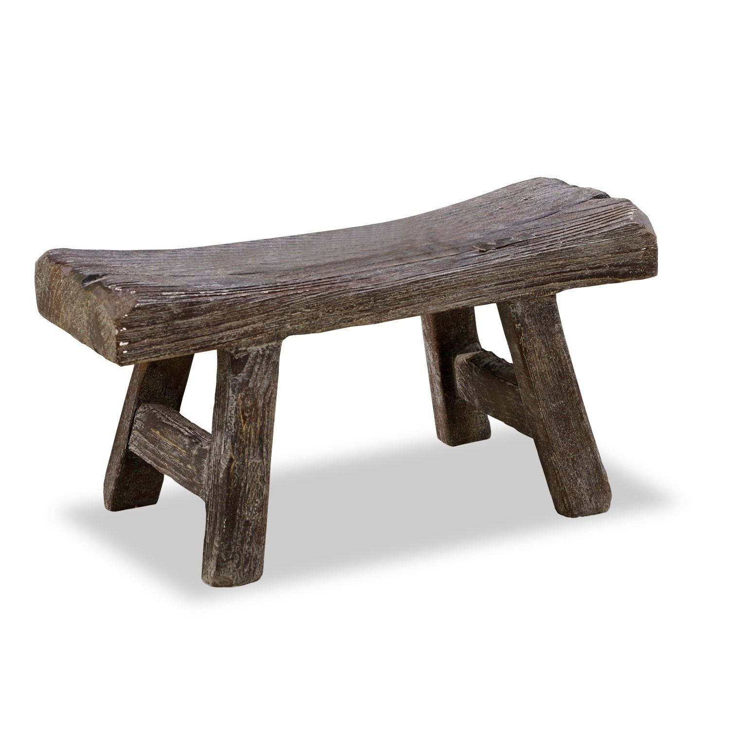 Tabouret Cadoc Banc rustique en bois brun foncé pour intérieur et jardin, style naturel