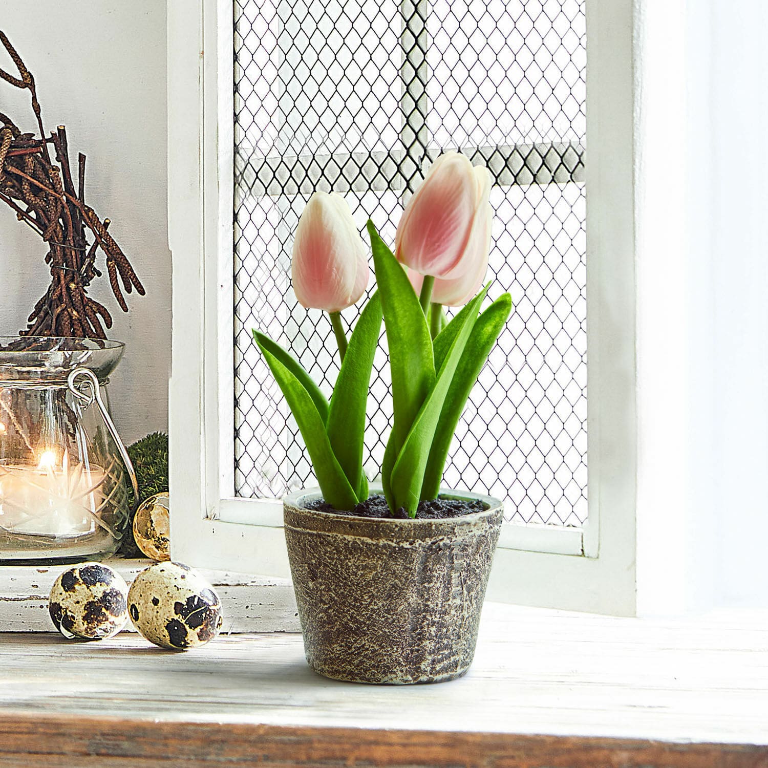 Lot de deux pots de tulipes décoratives Zéphine