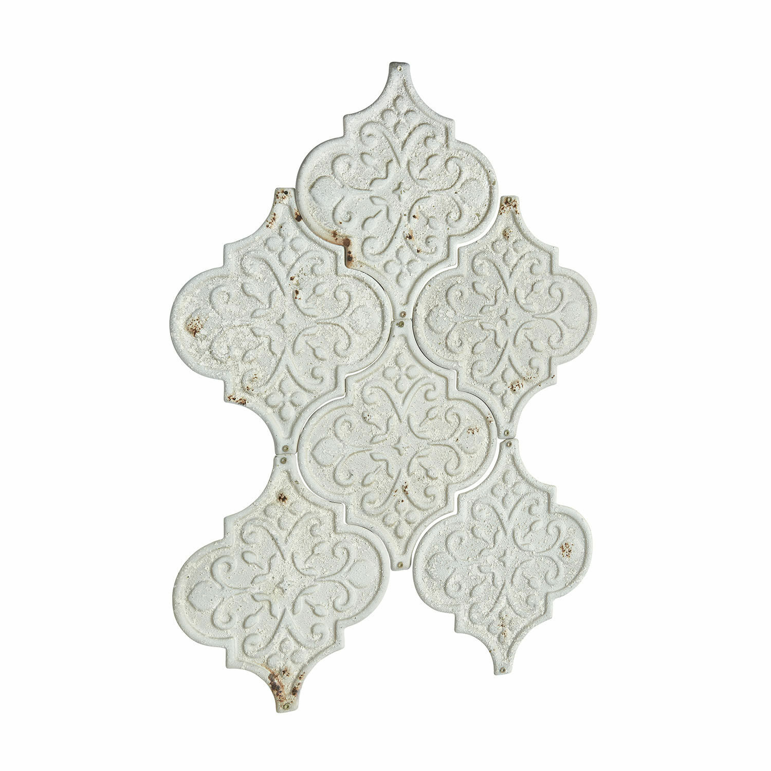 blanc vieilli Ensemble de 6 ornements muraux blancs antiques en métal avec motifs décoratifs pour intérieur
