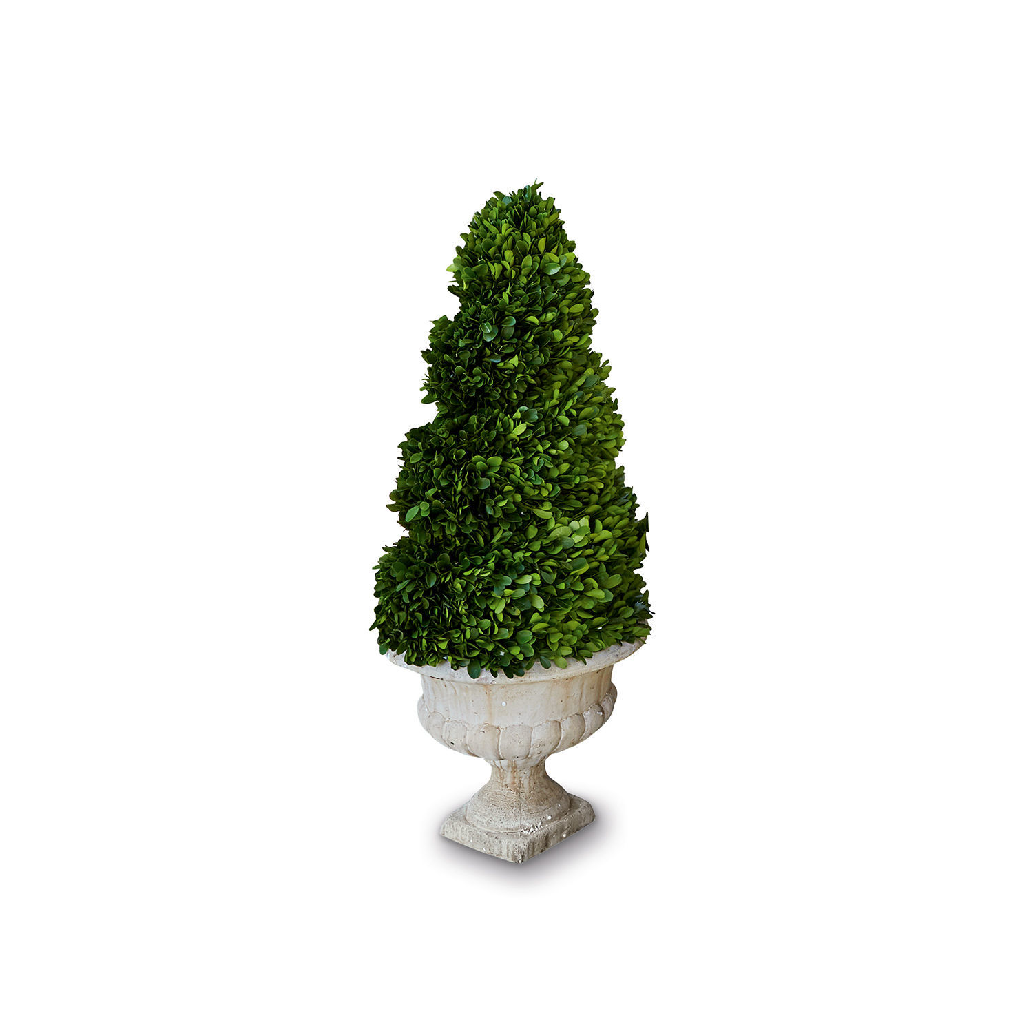 Arbre décoratif Humbria Arbre artificiel de buis dans un pot décoratif blanc en pierre pour terrasse et jardin