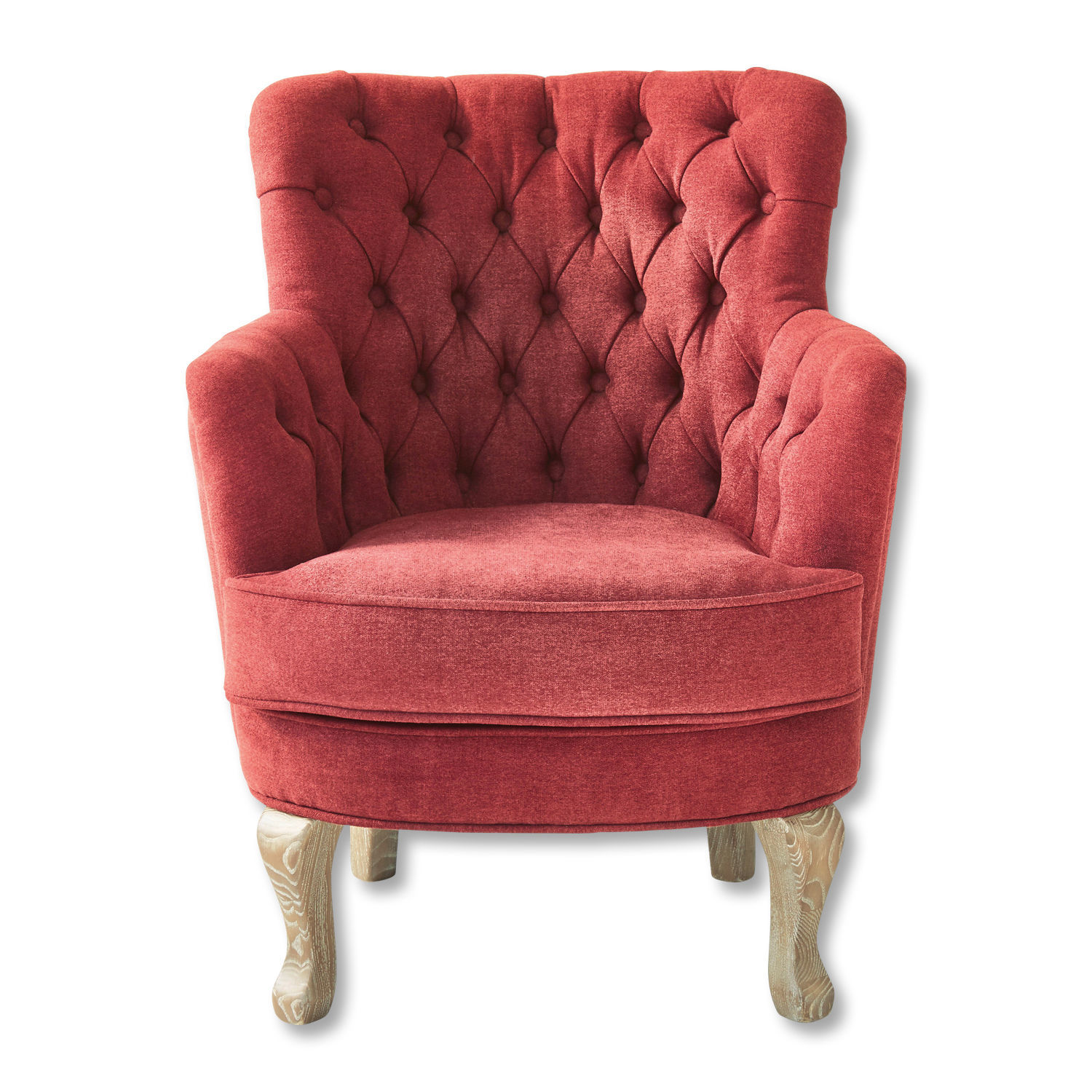 rouge Fauteuil Calgary rouge en tissu avec dossier capitonné et pieds en bois pour salon