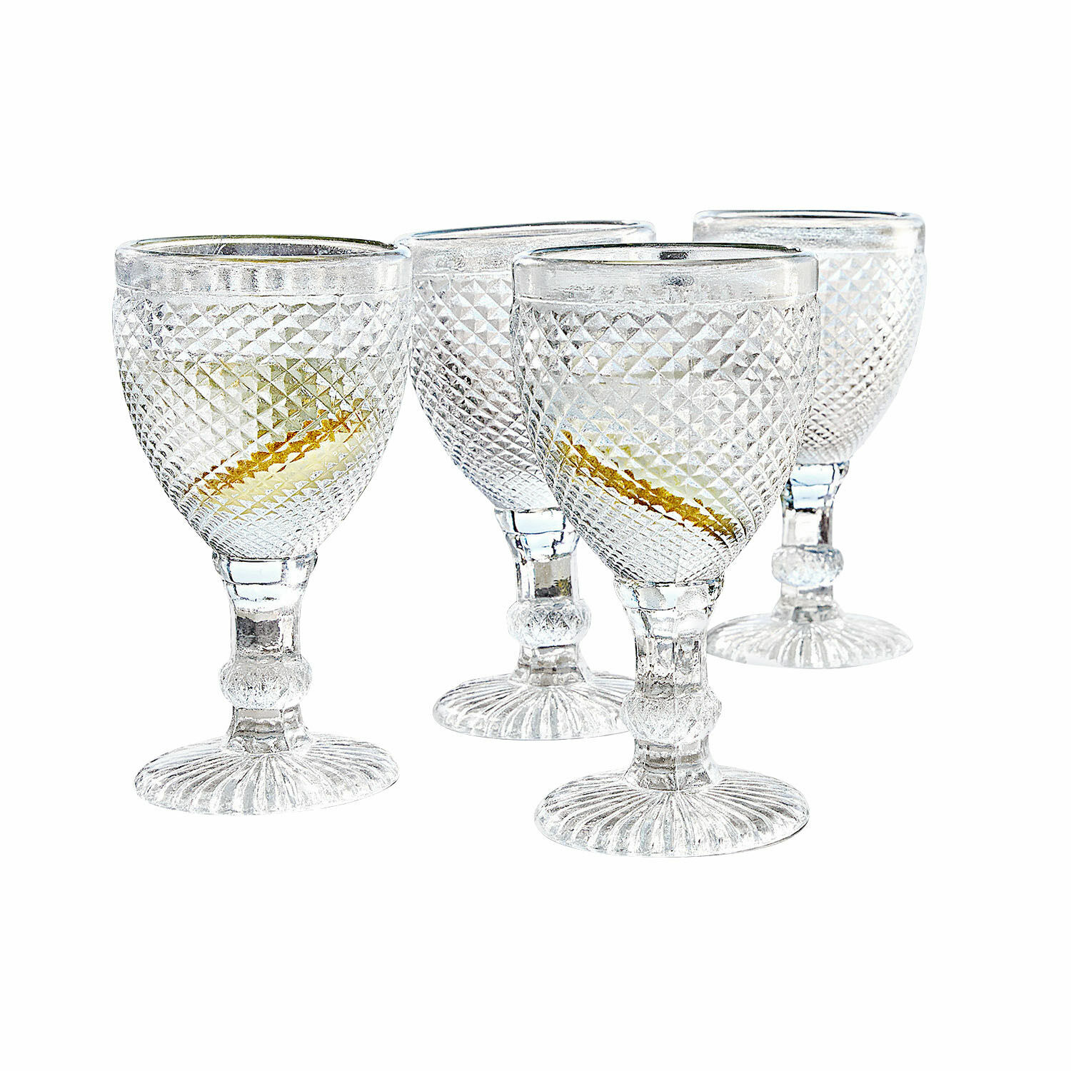 Lot de 4 verres Santerre Ensemble de quatre verres transparents en verre gravé, design élégant pour boissons