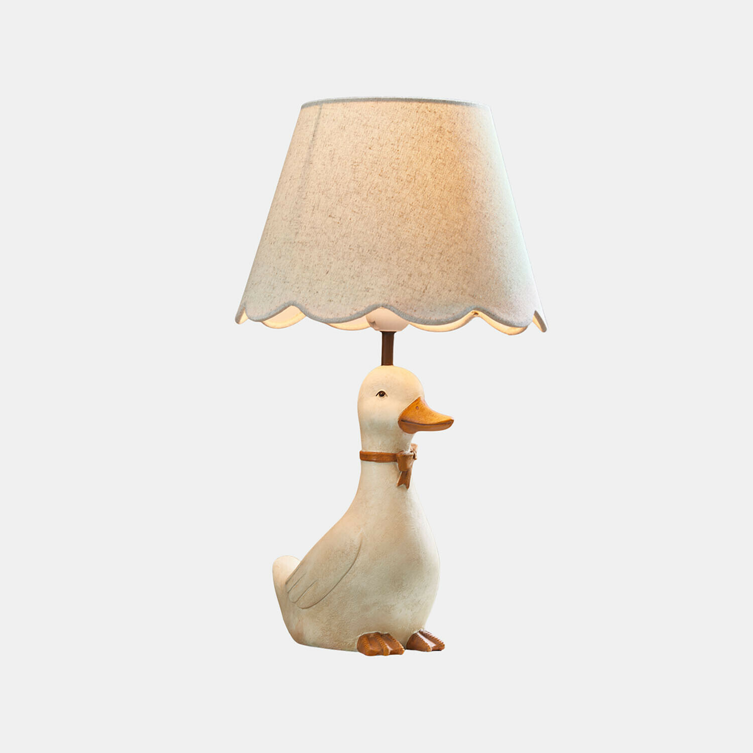 Lampe pour enfant Tillyboo Lampe de table avec abat-jour beige et base en forme de canard blanc au bec orange