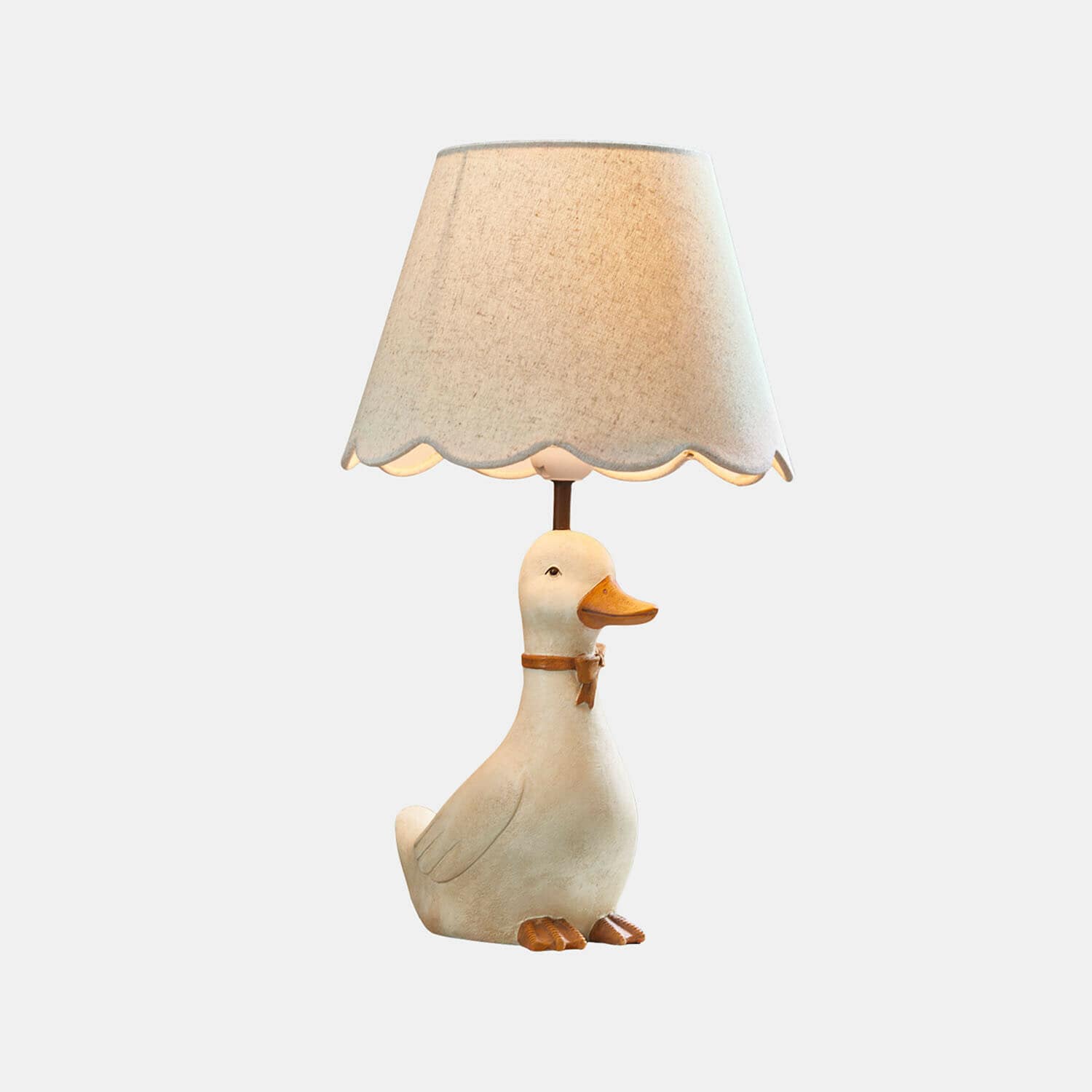 Lampe pour enfant Tillyboo Lampe de table avec abat-jour beige et base en forme de canard blanc au bec orange