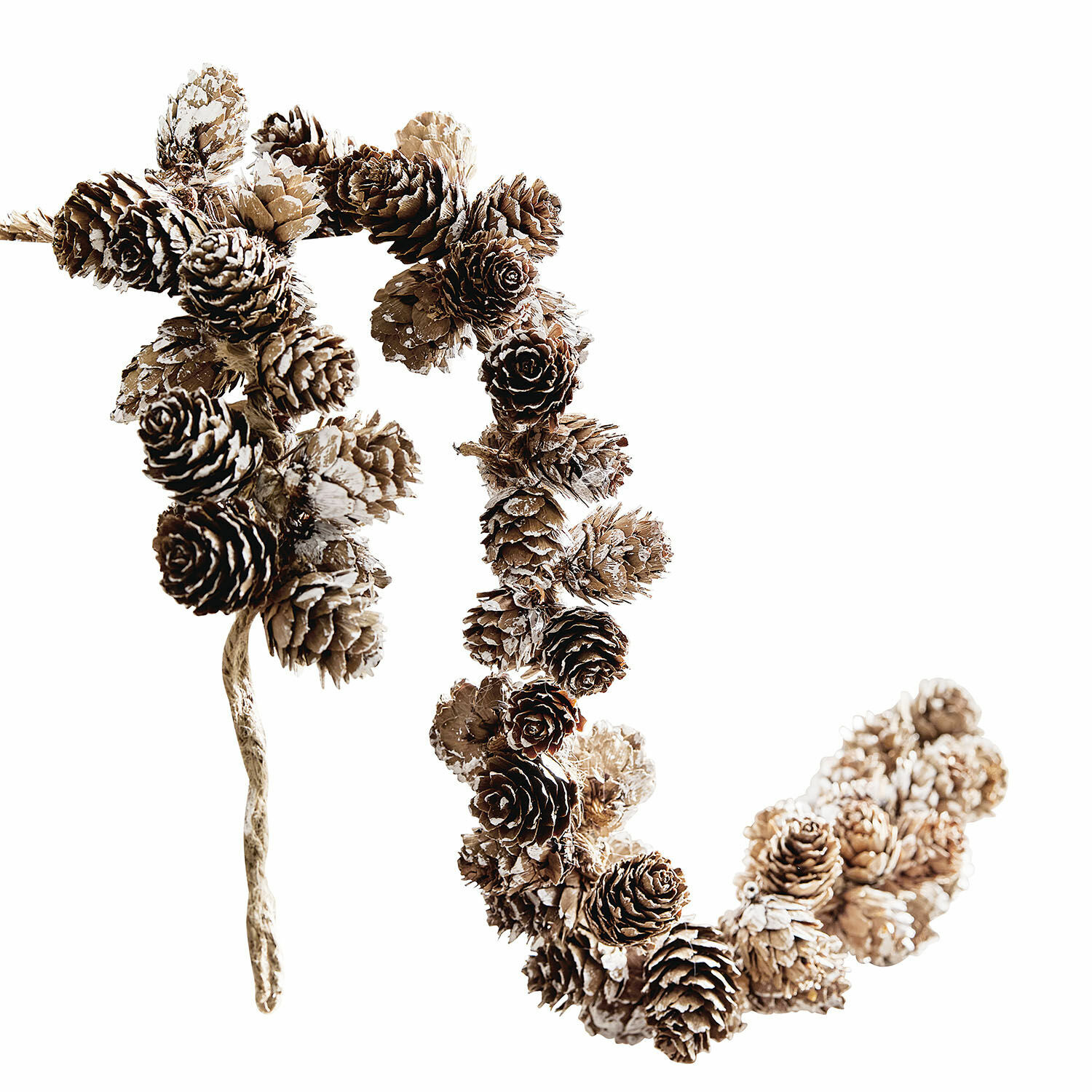 Guirlande de pommes de pin Jacci Guirlande naturelle en pommes de pin marron avec effet neige blanc, décoration de Noël rustique