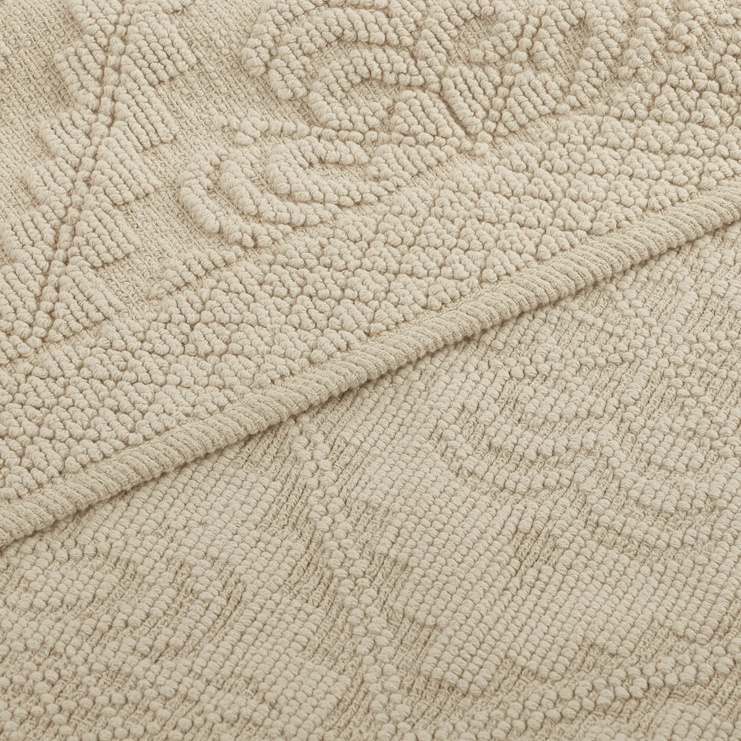 beige Tapis de bain beige Mivorex en matériau doux avec motif décoratif, antidérapant et absorbant