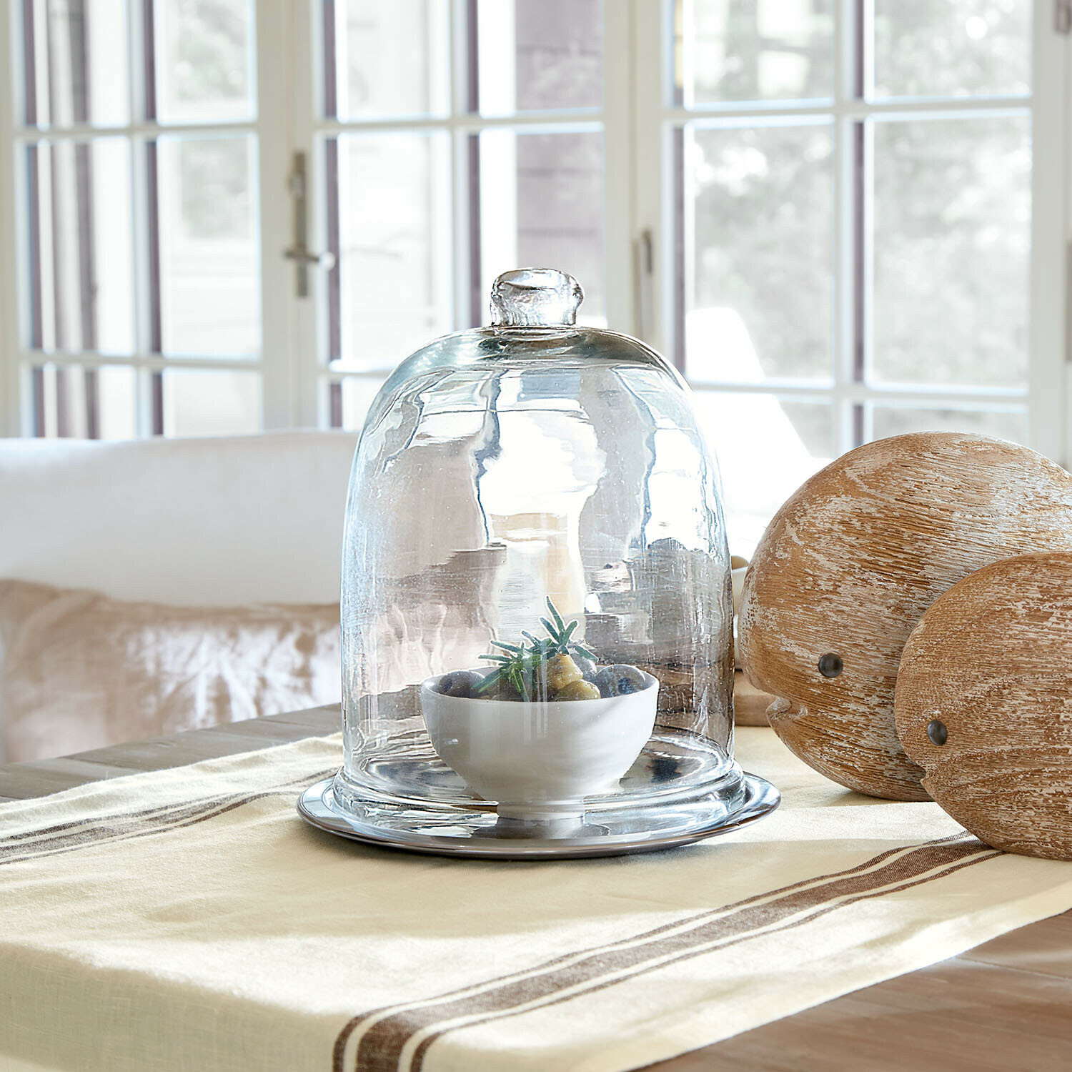 Cloche en verre avec plateau Chardonne