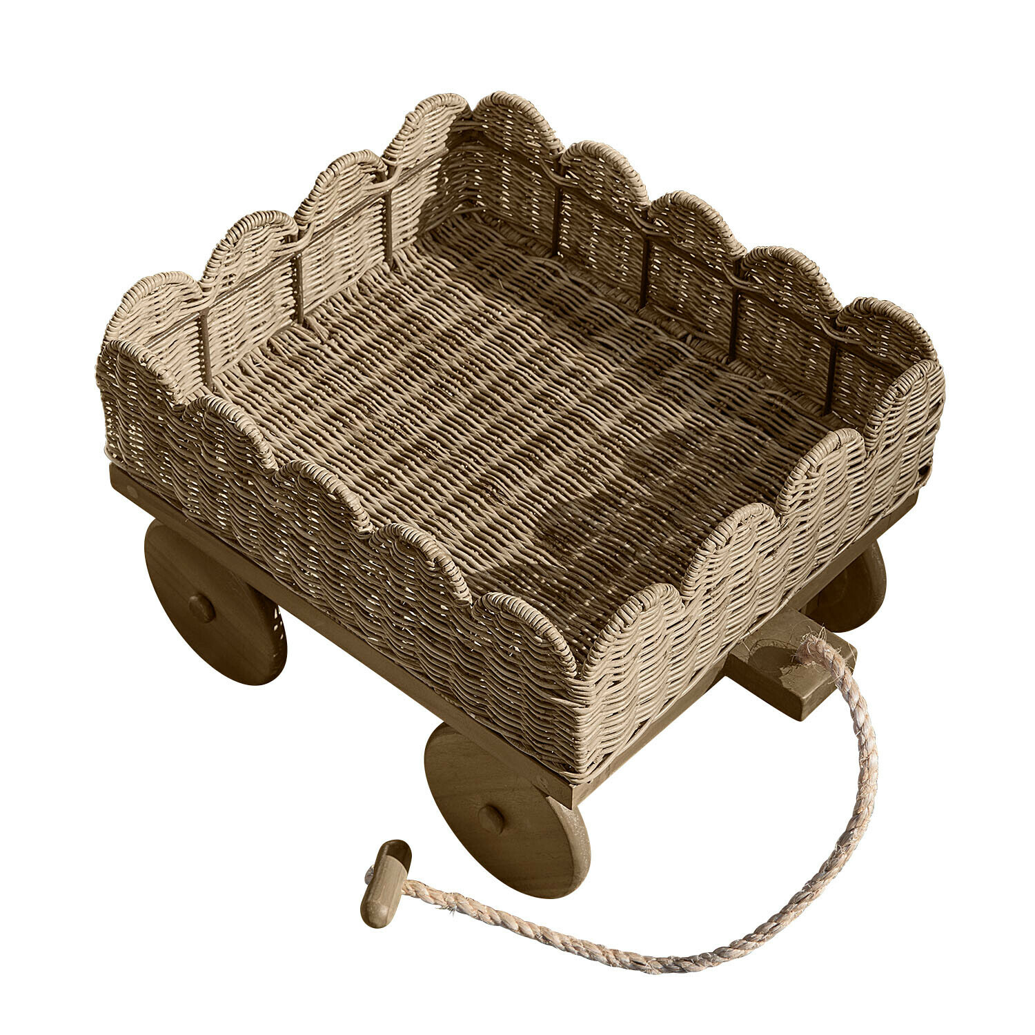 Chariot pour enfant Whimsywood Chariot en osier et bois naturel avec cordelette pour tirer, design décoratif et fonctionnel