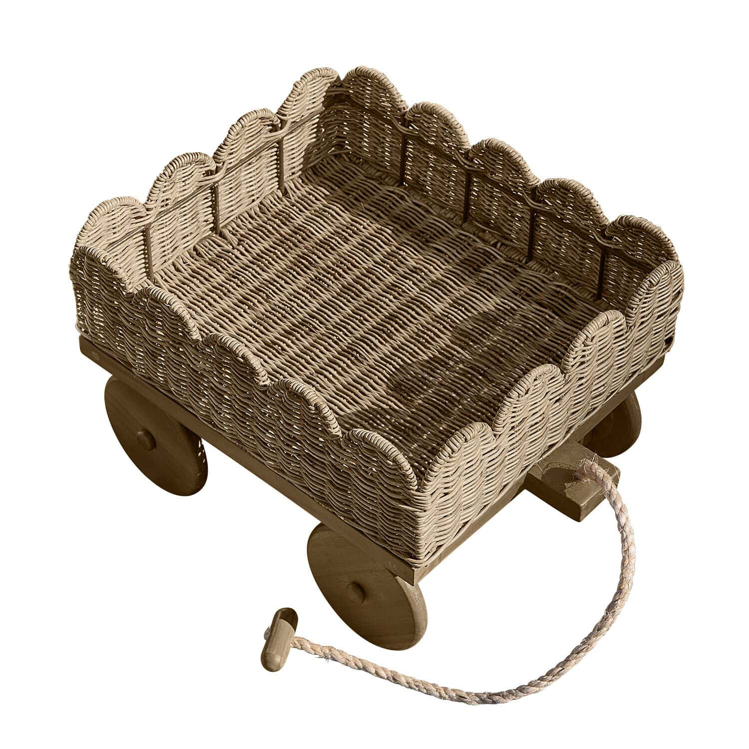 Chariot pour enfant Whimsywood Chariot en osier et bois naturel avec cordelette pour tirer, design décoratif et fonctionnel