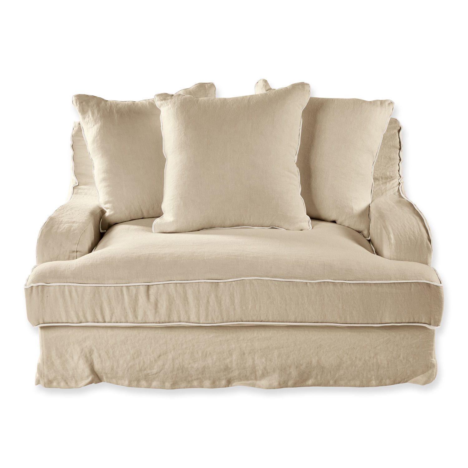 crème Canapé Monaco crème en tissu lin avec coussins moelleux, confortable pour salon