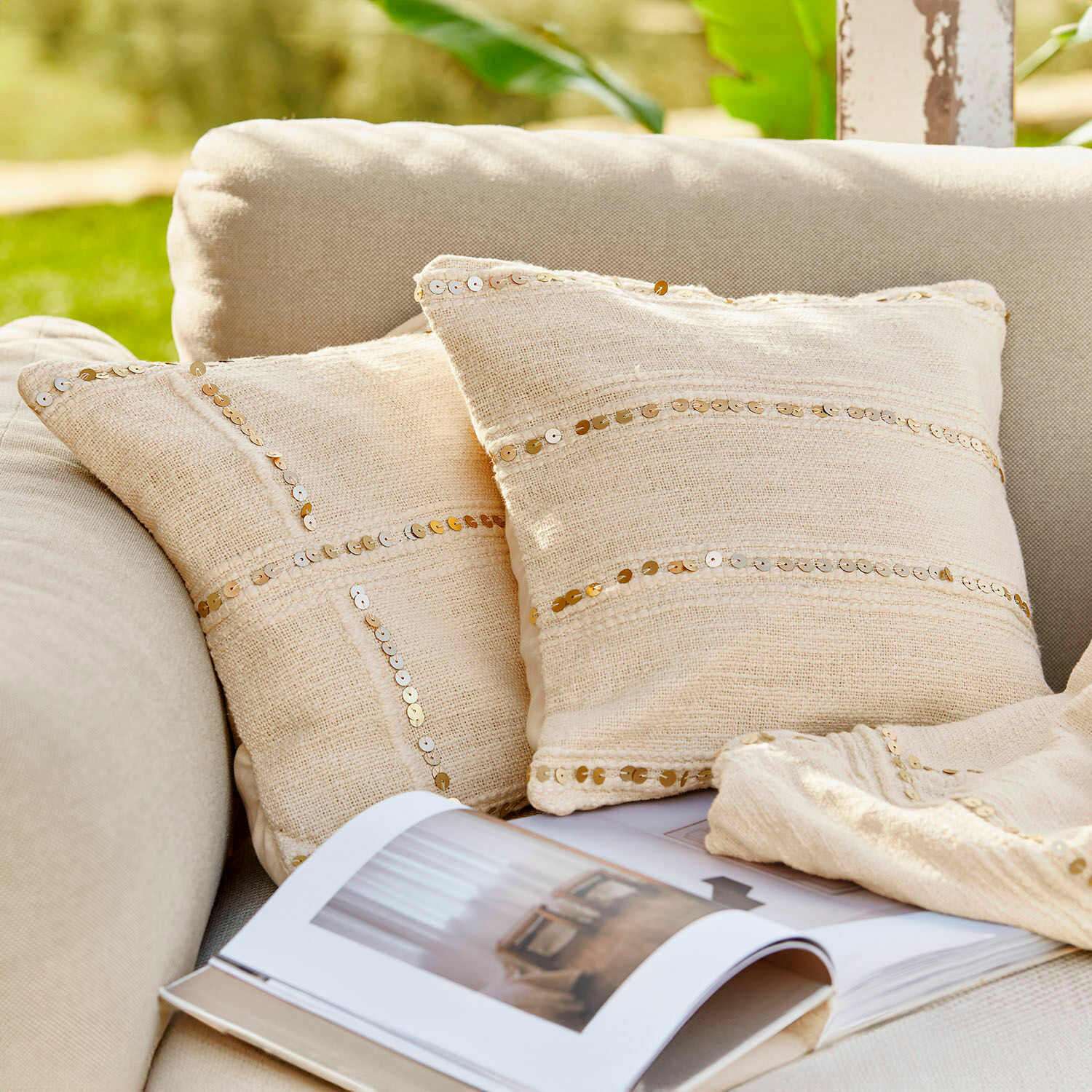 Lot de 2 housses de coussins Rousseline