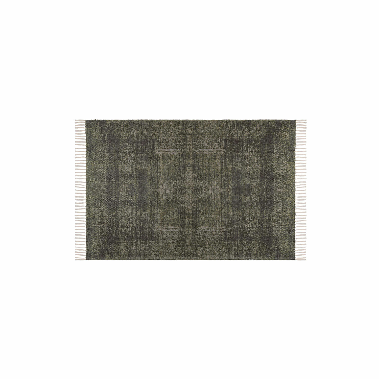 Tapis d’intérieur et d’extérieur Belaric Tapis vert avec franges sur les côtés, tissu doux, décoration intérieure moderne