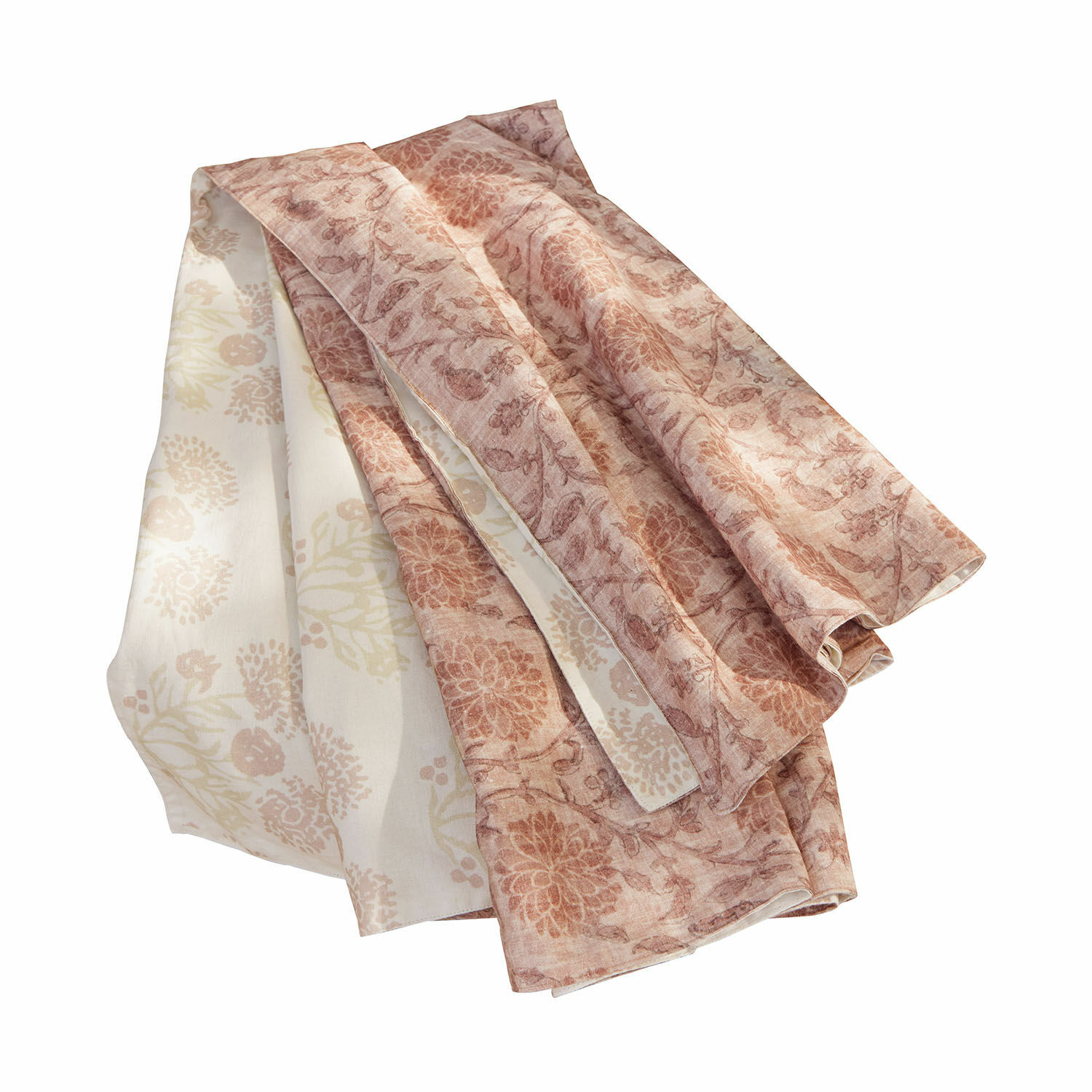 Plaid Tarouja Nappe en lin avec motif floral beige et marron, décoration de table rustique élégante