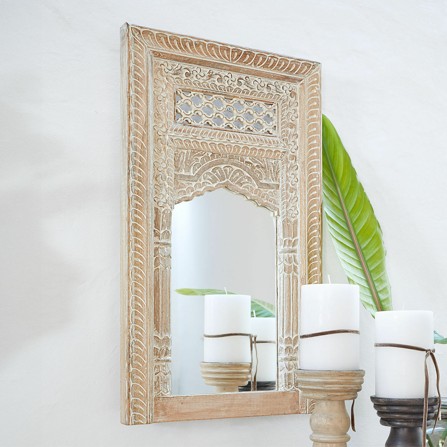 Miroir Miette Miroir en bois sculpté couleur naturelle pour décoration murale et intérieure élégante