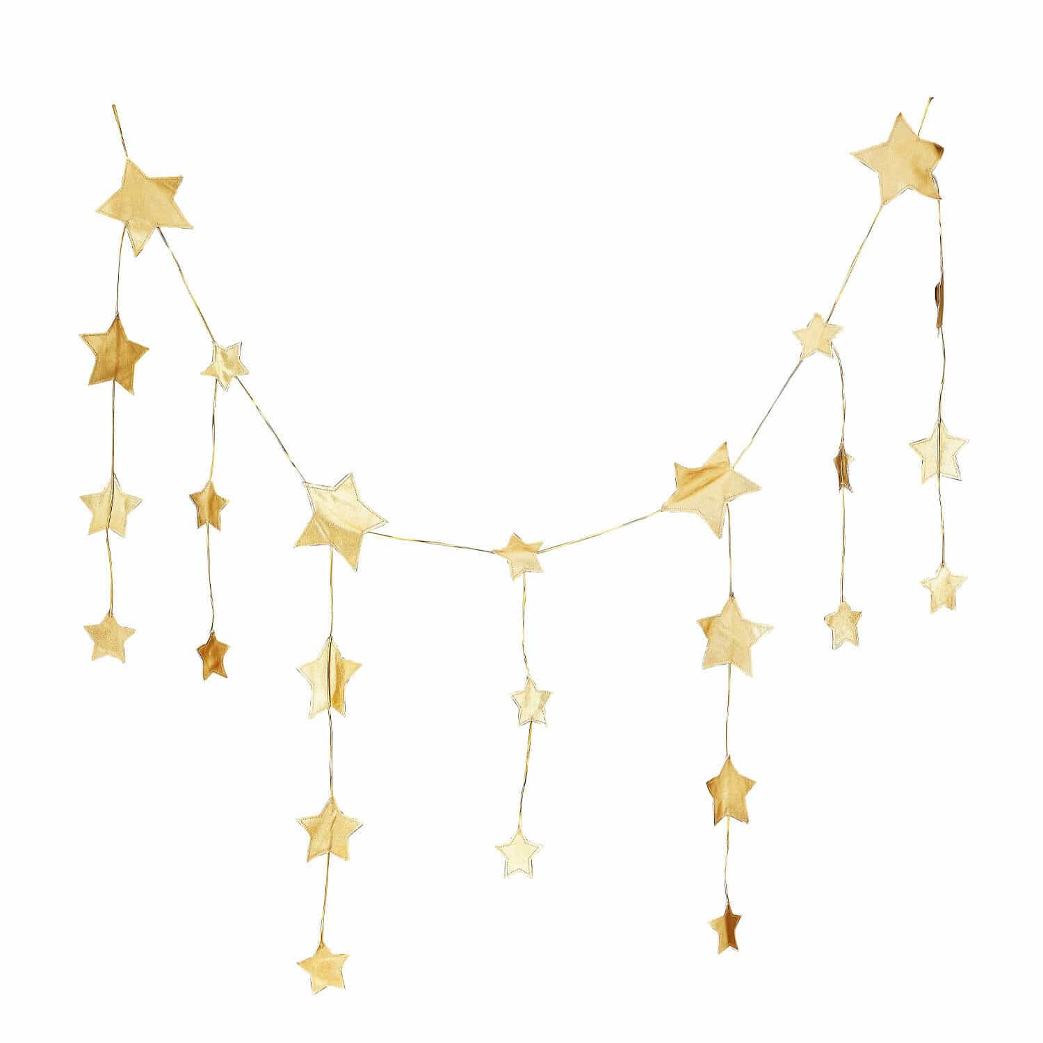 Guirlande Étoilin Guirlande décorative en tissu étoiles dorées pour décoration intérieure festive