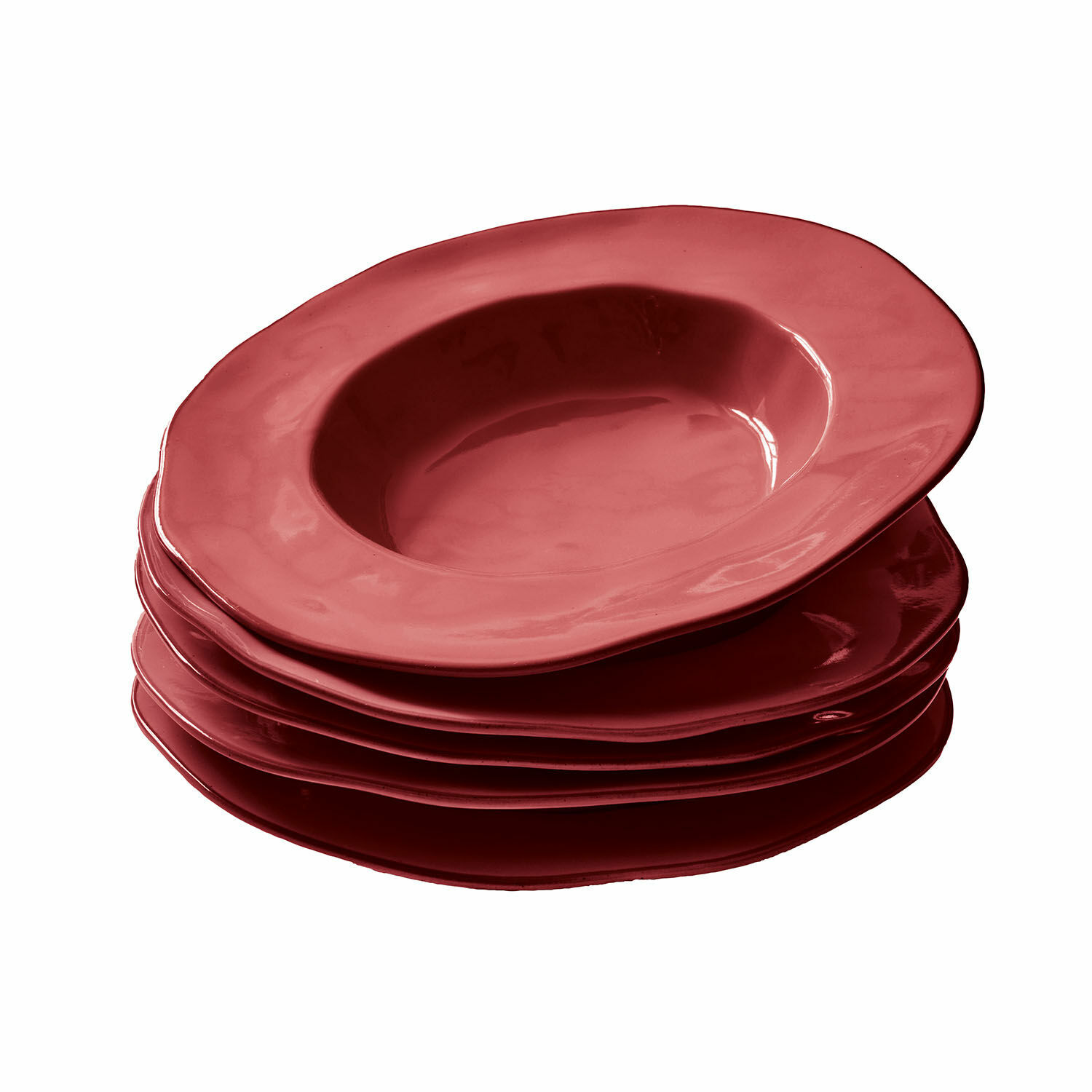 rouge Ensemble de 6 assiettes à soupe Biarritz en céramique rouge, parfait pour un usage quotidien et la décoration