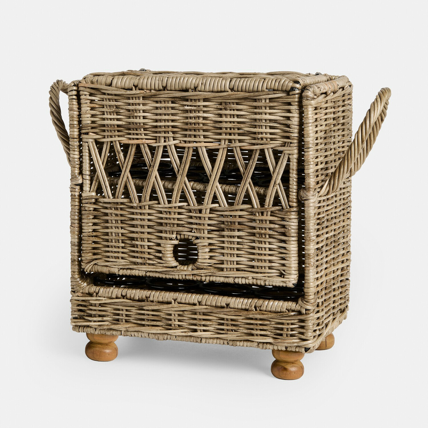 Support à œufs Kettlewells Panier carré en rotin naturel avec poignées et pieds en bois pour rangement pratique
