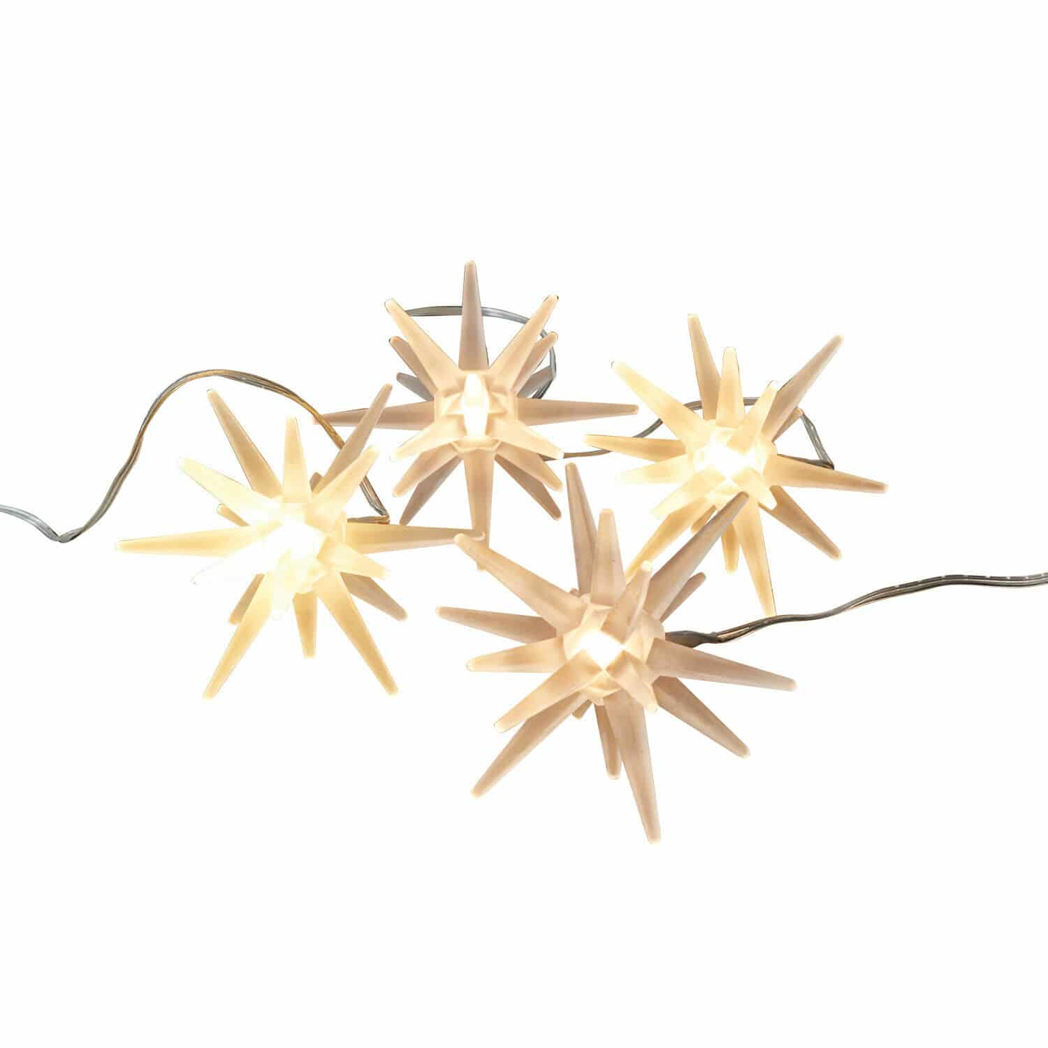 Lot de 4 étoiles LED Ciseau Guirlande lumineuse en forme d'étoiles en plastique blanc chaud pour décoration festive intérieure