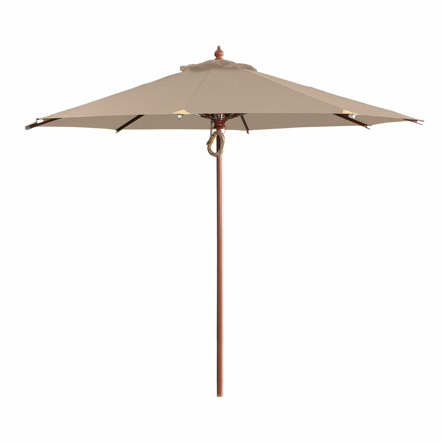 taupe Grand parasol de jardin Brent taupe avec structure en bois, parfait pour terrasse et jardin