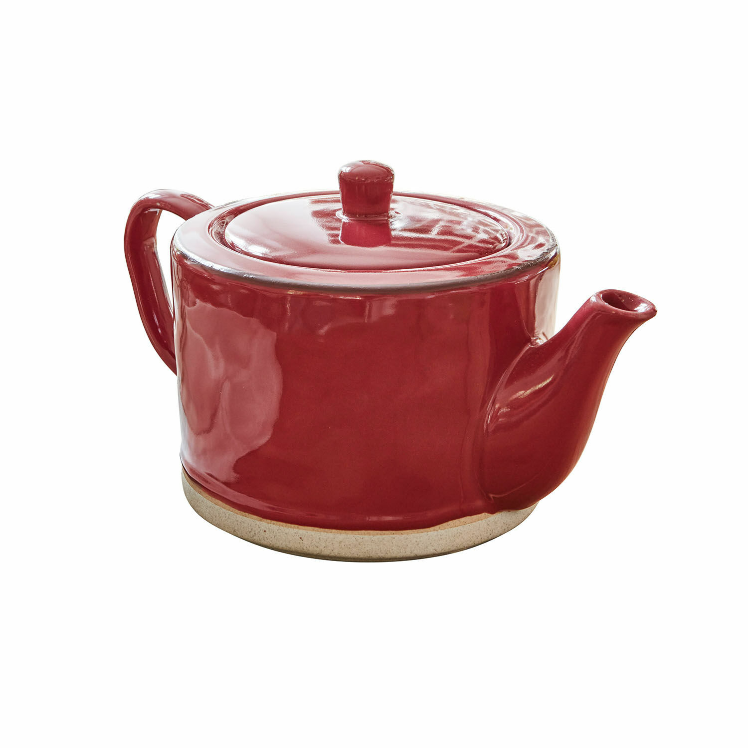 rouge Théière en céramique rouge avec couvercle et poignée, design classique pour la cuisine