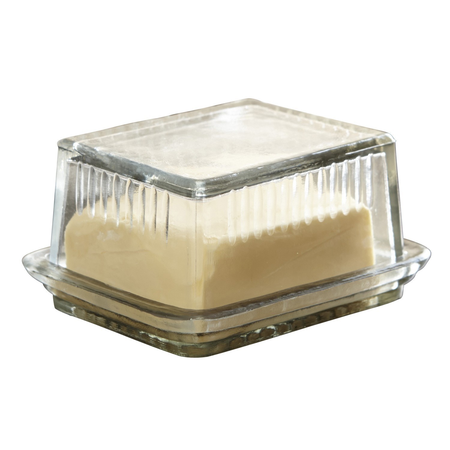Beurrier Durham Beurrier en verre transparent avec couvercle et beurre crème à l'intérieur