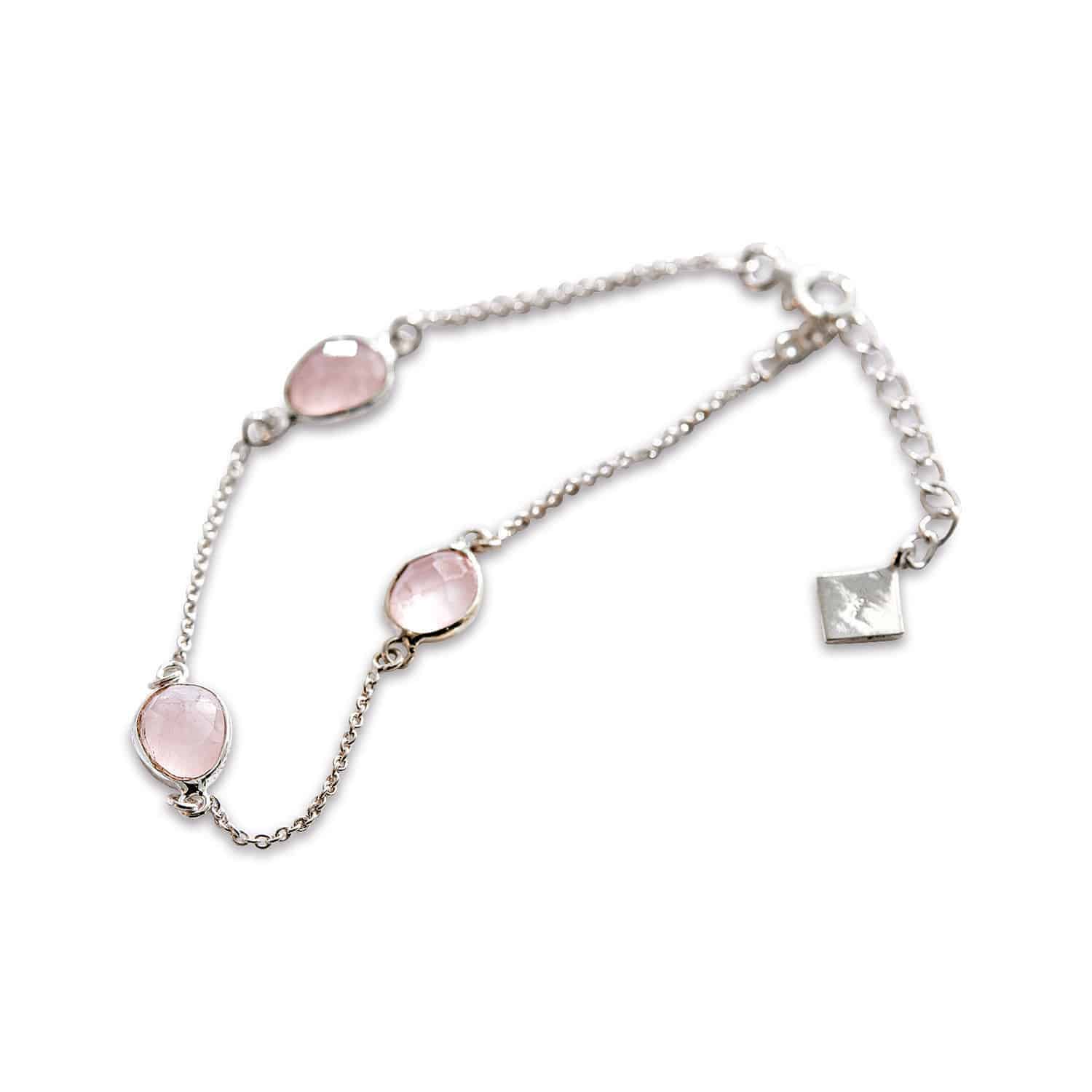 Bracelet Meadow Bracelet fin en argent avec pierres roses, bijou élégant pour femme