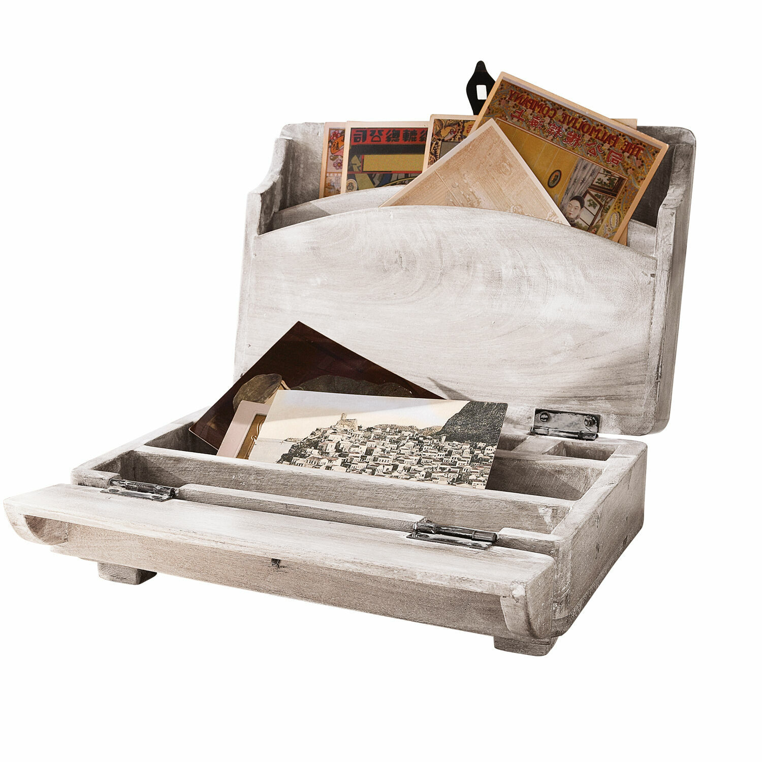blanc Organisateur de bureau en bois blanc Didier avec compartiments pour documents et lettres