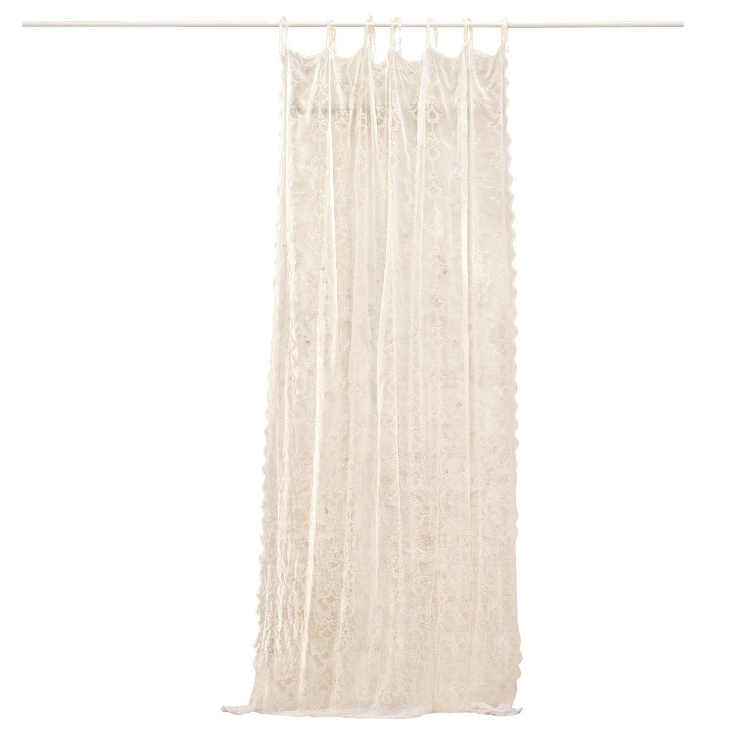 Voilage Faumont Rideau transparent crème avec motif délicat, tissu léger décoratif pour intérieur
