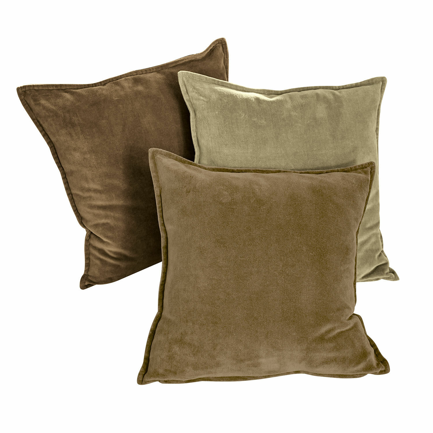 beige/marron Lot de 3 housses de coussin Lumeau en tissu doux beige et marron pour décoration intérieure