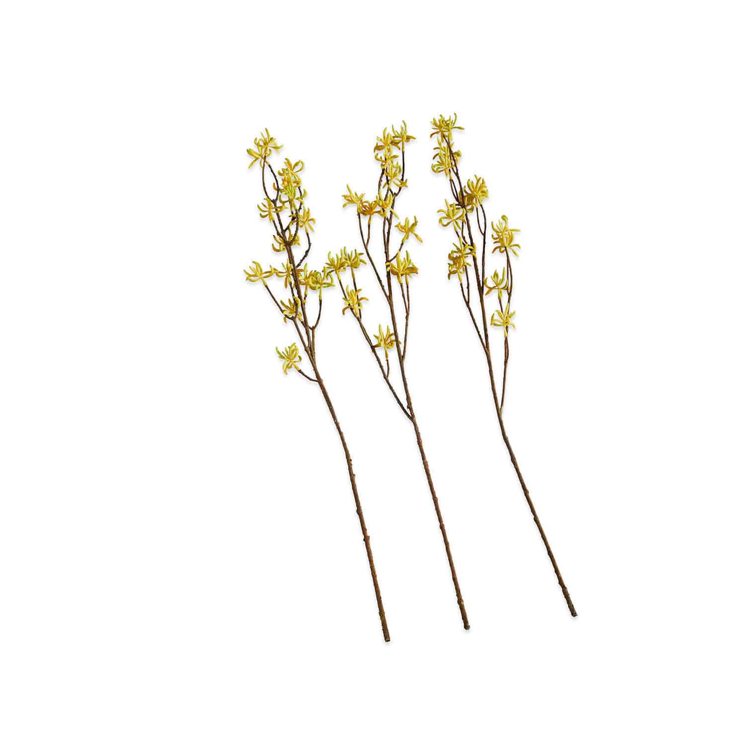 Lot de 3 fleurs décoratives Gillery Trois branches décoratives avec fleurs jaunes sur tiges brunes pour décoration intérieure