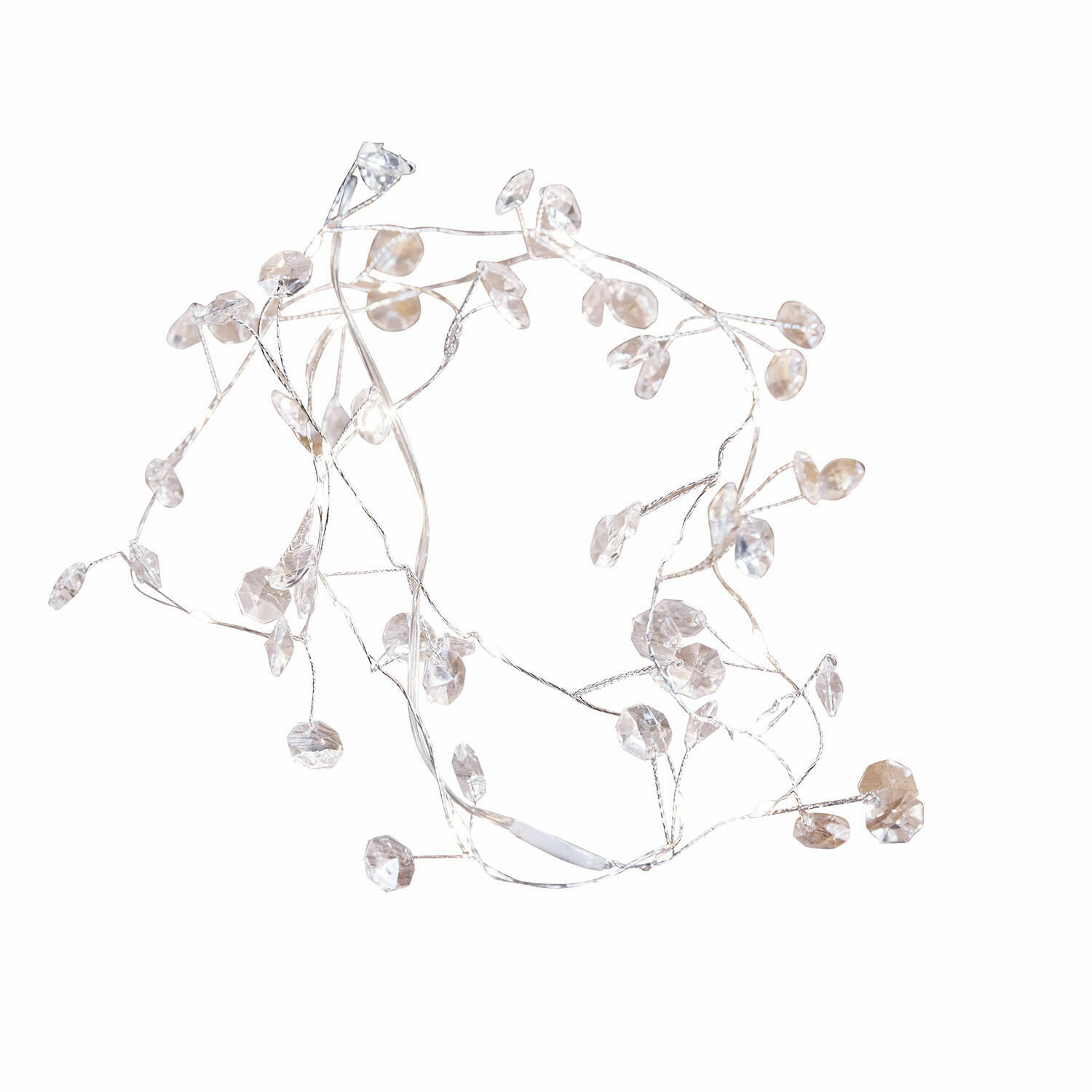 Guirlande lumineuse LED Laurits Guirlande lumineuse délicate avec décorations en cristal transparent sur fil argenté, éclairage LED décoratif