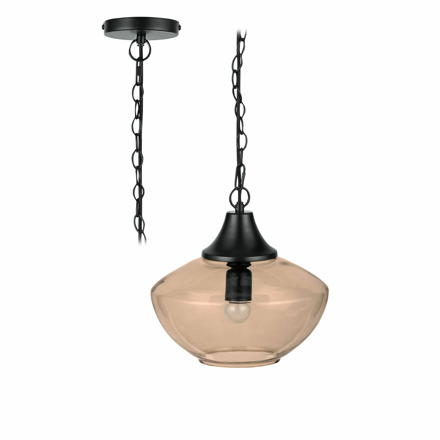 Suspension Nerilane Suspension en verre avec support en métal noir et chaîne, éclairage moderne pour intérieur