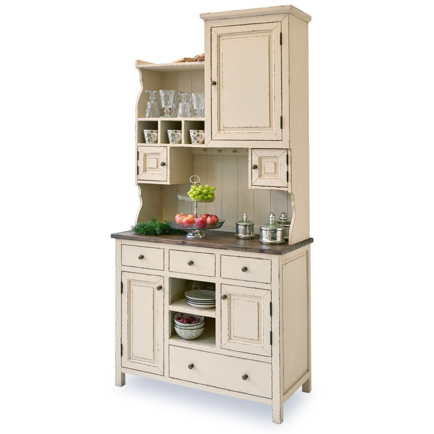 Buffet Peteersham Buffet en bois crème avec étagères et tiroirs pour ranger vaisselle et décorations