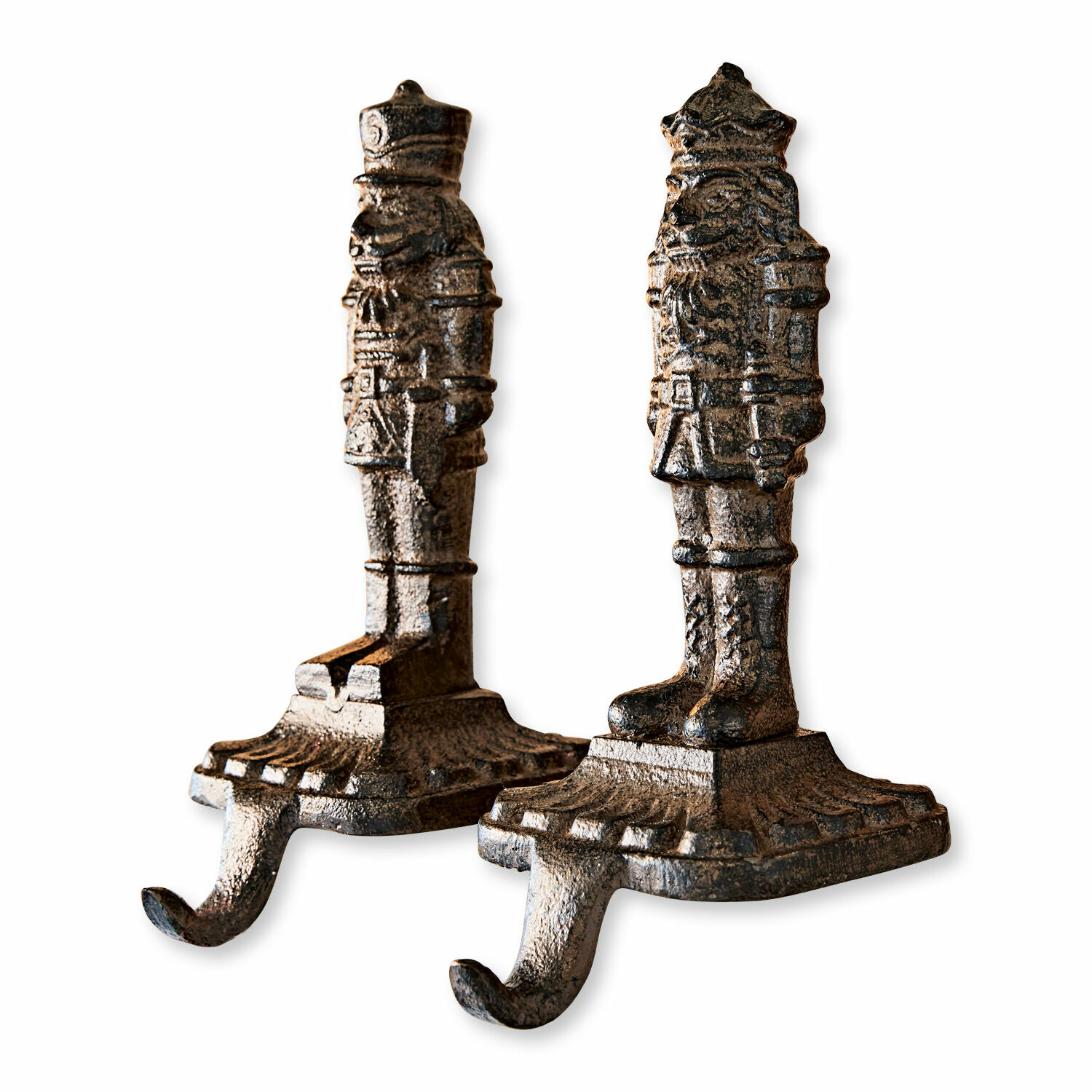 Lot de 2 patères Decize Paire de crochets muraux en fonte brun en forme de soldats pour décoration et rangement pratique