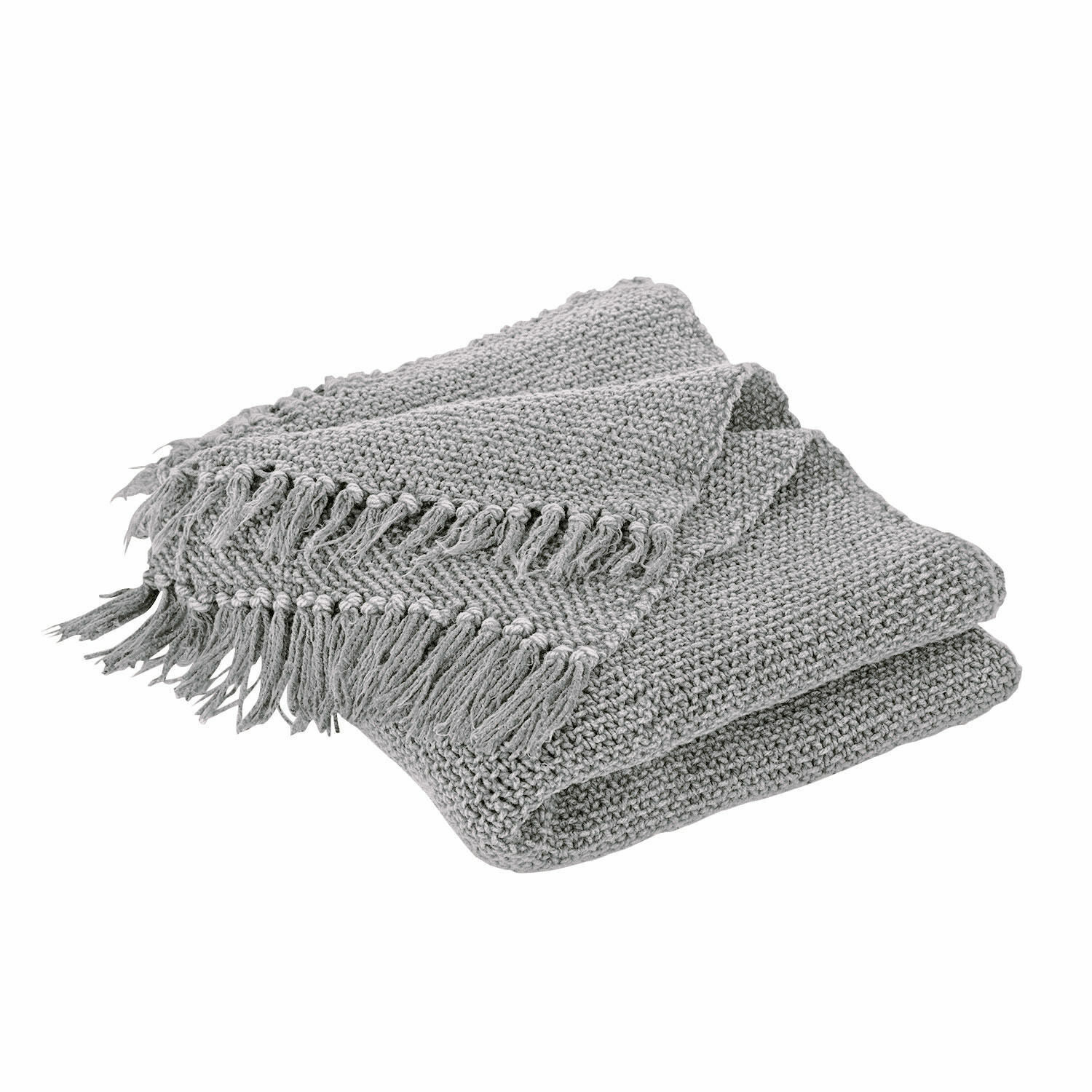 gris Plaid gris Kendall en tissu doux avec franges, parfait pour décorer et réchauffer la maison