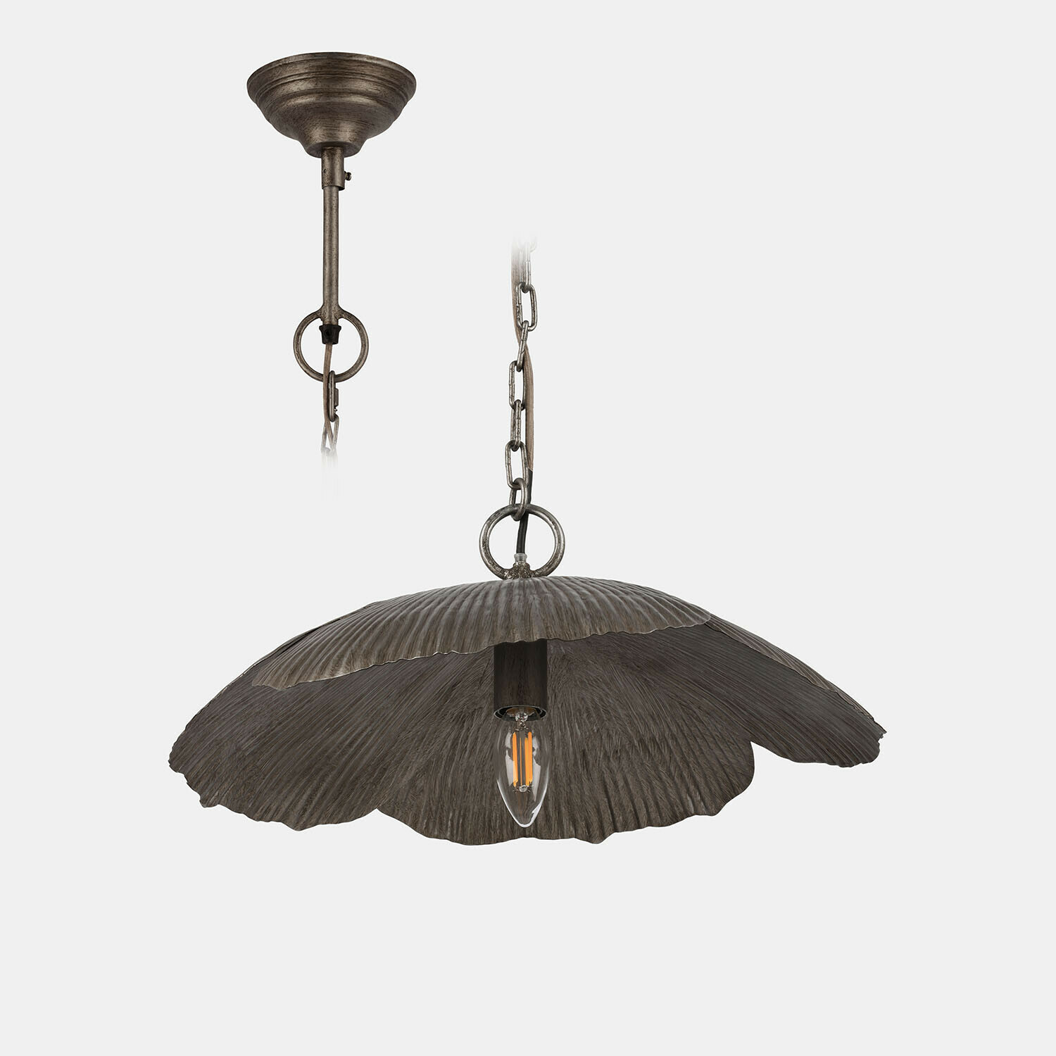 Suspension Jardin Élance Suspension en métal brun en forme de feuille, lampe décorative pour plafond avec chaîne réglable