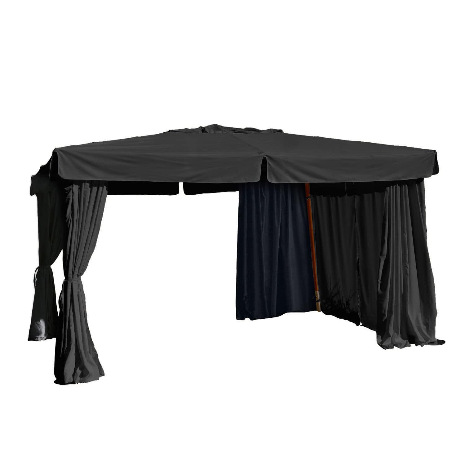 Pavillon Lexington Park noir en tissu, parfait pour terrasse et jardin, protection solaire et pluie