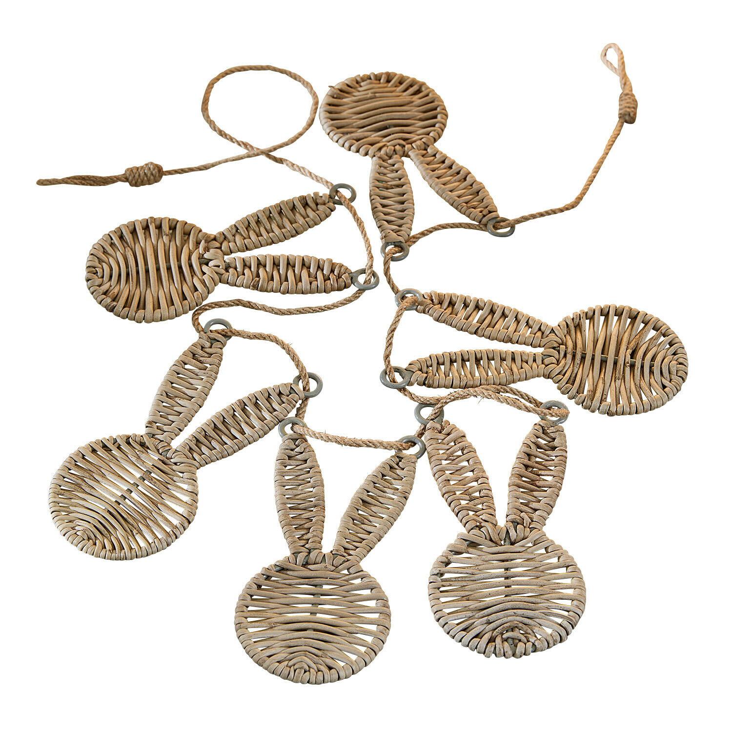 Guirlande Papillonette Guirlande en osier beige naturel avec têtes de lapin tissées pour décoration intérieure