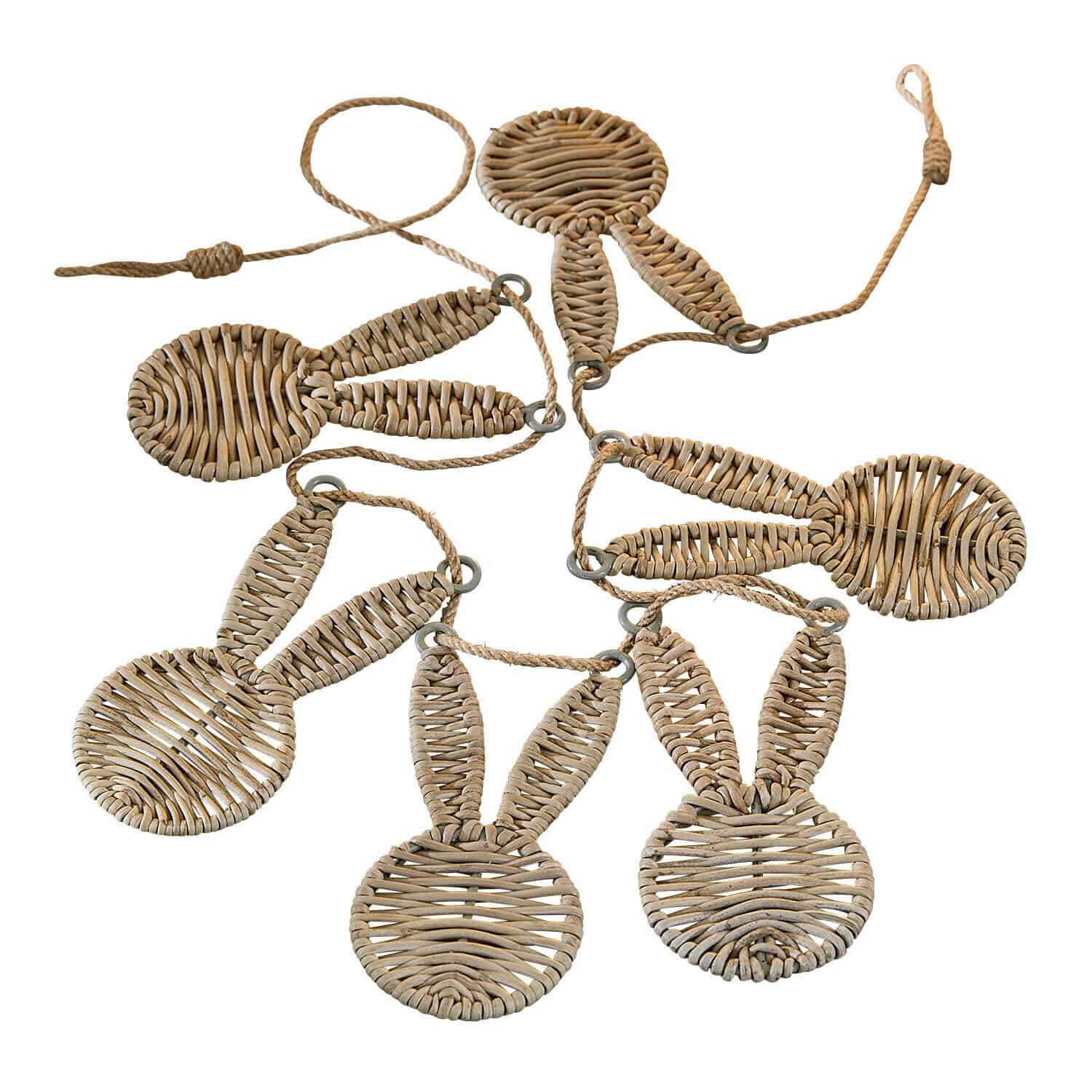 Guirlande Papillonette Guirlande en osier beige naturel avec têtes de lapin tissées pour décoration intérieure