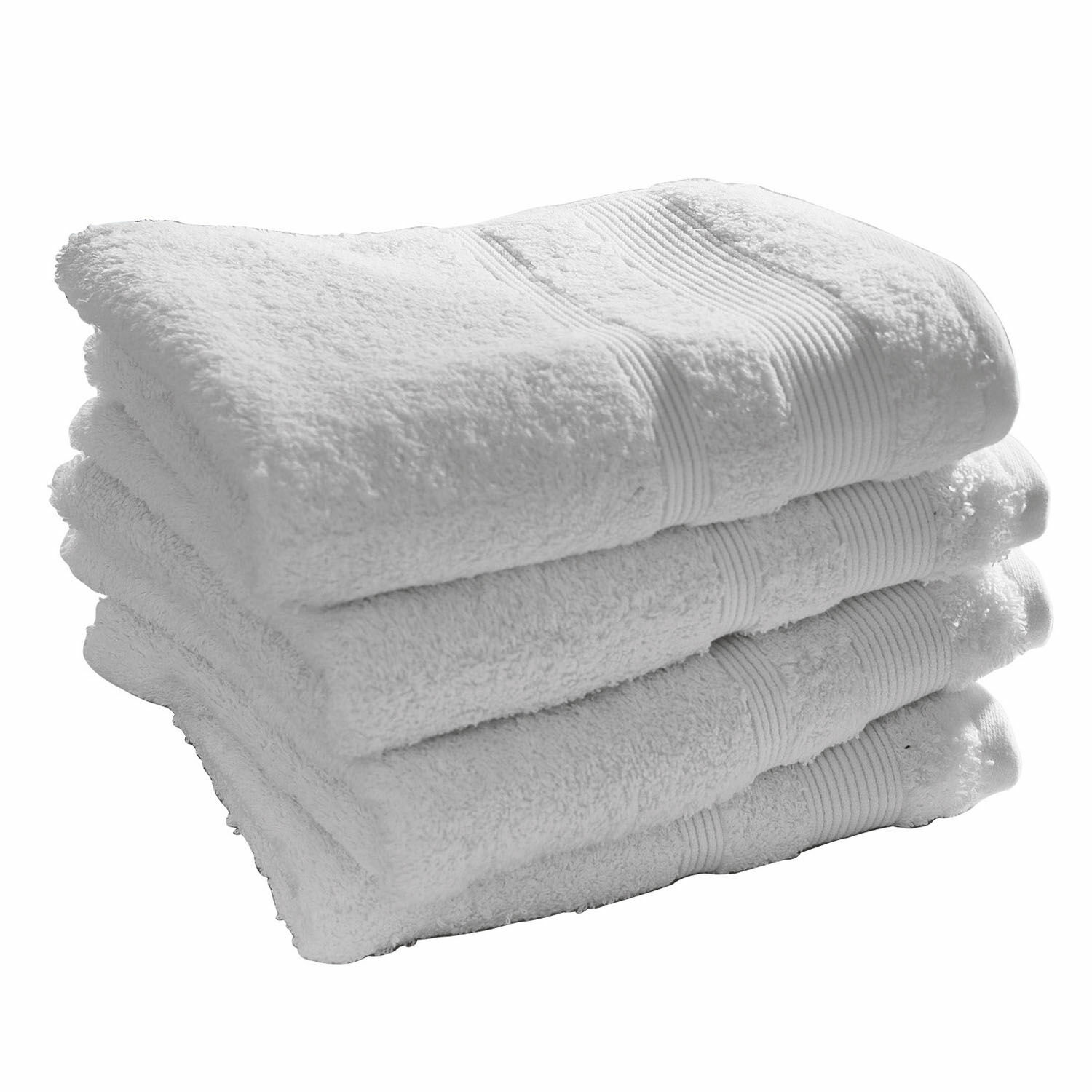blanc Lot de 4 serviettes blanches Bourogne en coton doux, parfaites pour la salle de bain et un usage quotidien