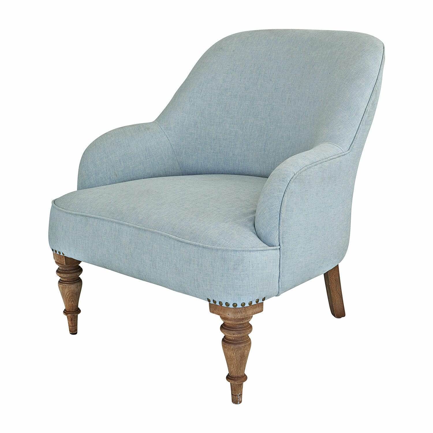 Fauteuil Ainsley Fauteuil bleu en tissu avec pieds en bois, siège confortable pour salon moderne