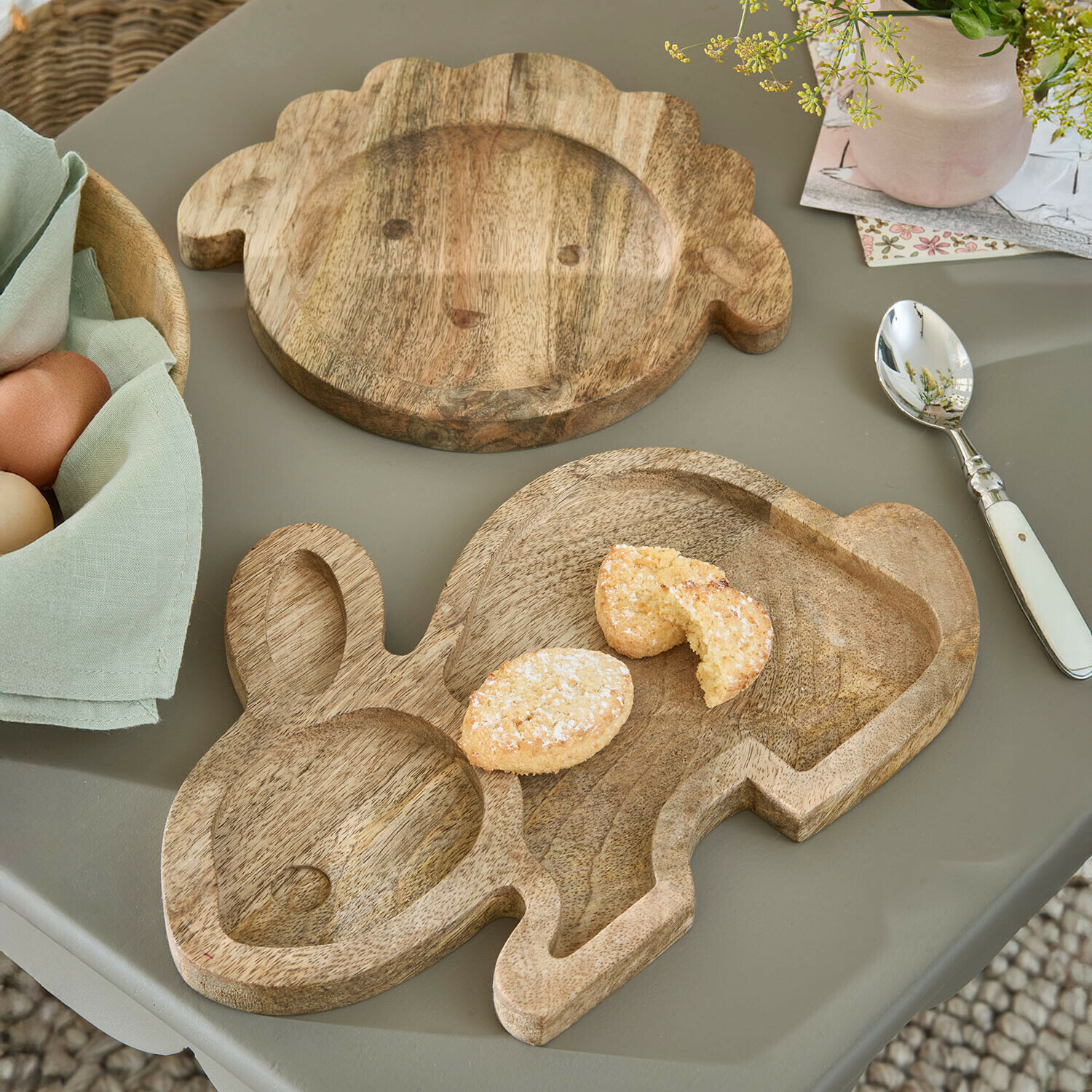 Set de 2 planches à découper Rainboway Planche à découper en bois naturel en forme d'animaux, idéale pour servir des snacks avec style rustique