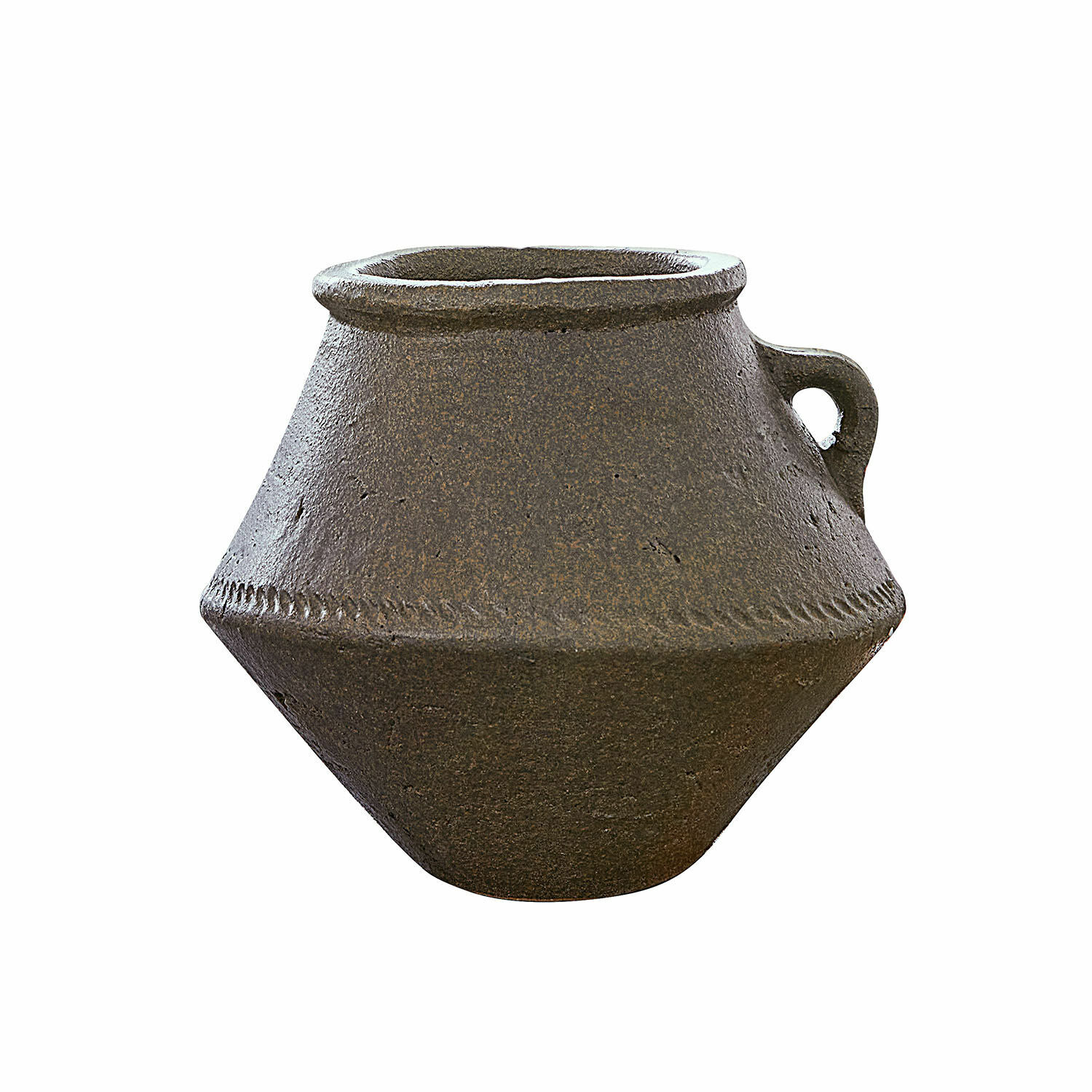 Vase Nouvillac Vase en céramique marron avec anse et forme géométrique pour décoration intérieure